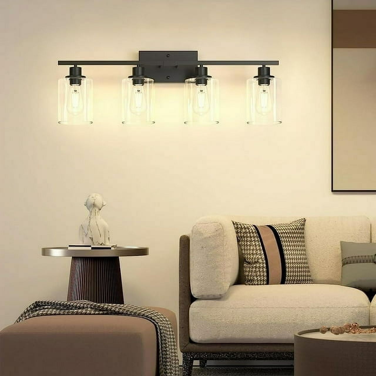 Pynsseu 4-Light LED Vanity Light with Clear Glass Shades Decor for Lighting - Image 2