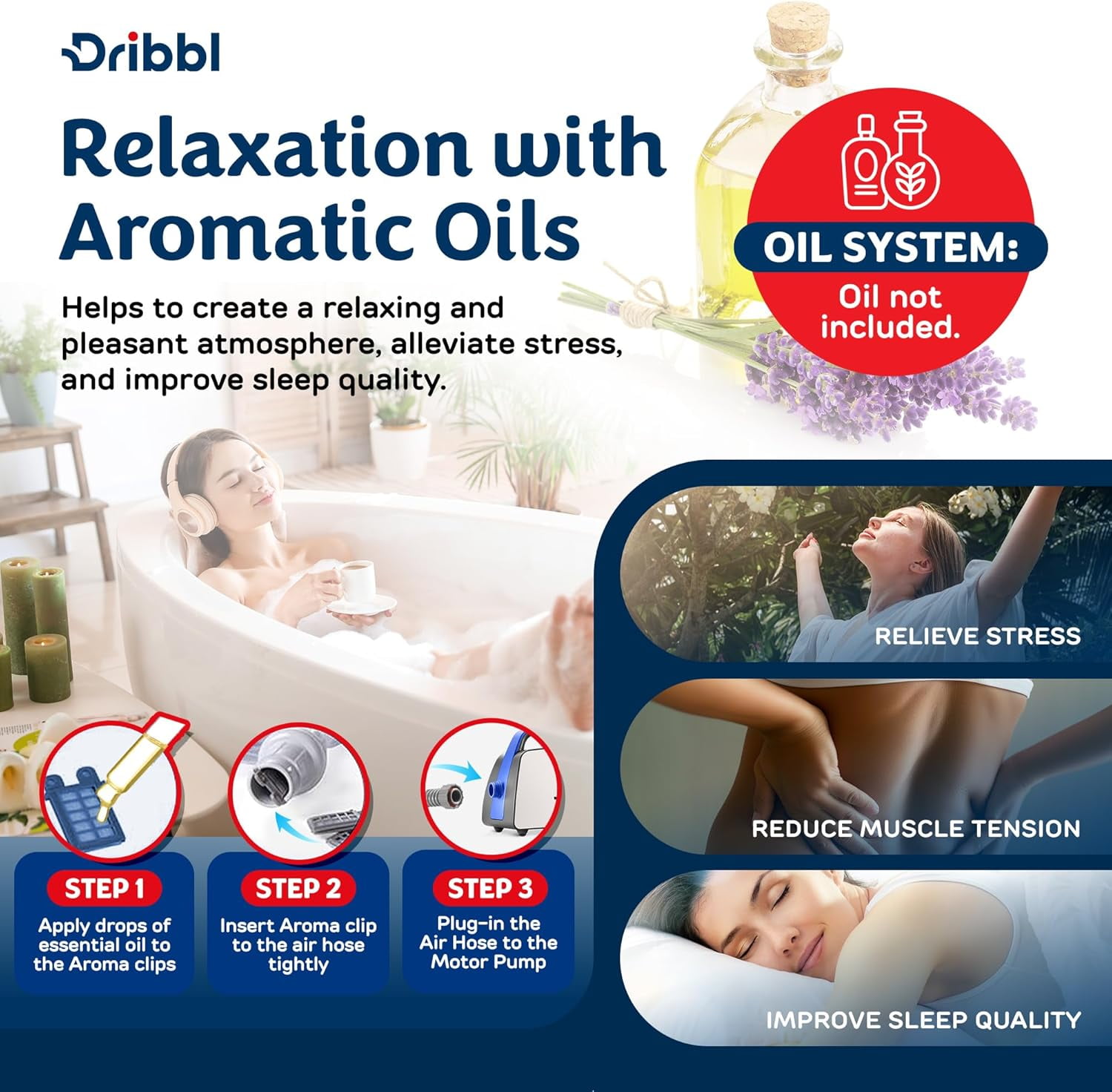 Electric Bubble Massage Bathtub Mat – Non-Slip Full-Body Waterproof Hot Tub Spa Mat for Bath with Heater, Motorized Air Pump, and Remote Control, 6-Speed Adjustable Massage, Aqua - Image 4