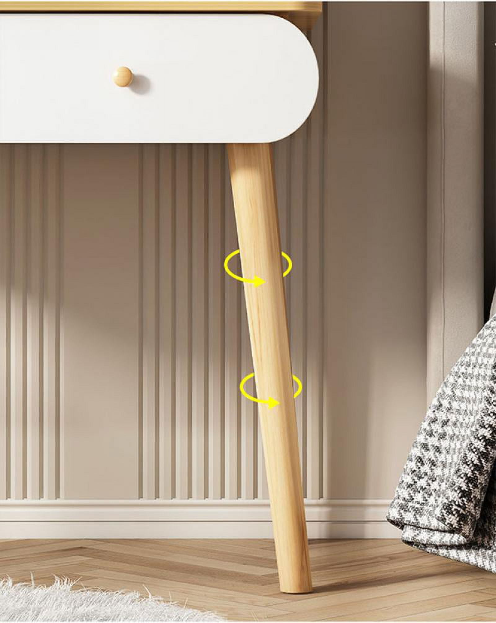 Liyufly Modern White Vanity Desk with Mirror, Solid Wood Makeup Vanity Dressing Table for Women Girls (Without Stool and LED) - Image 5