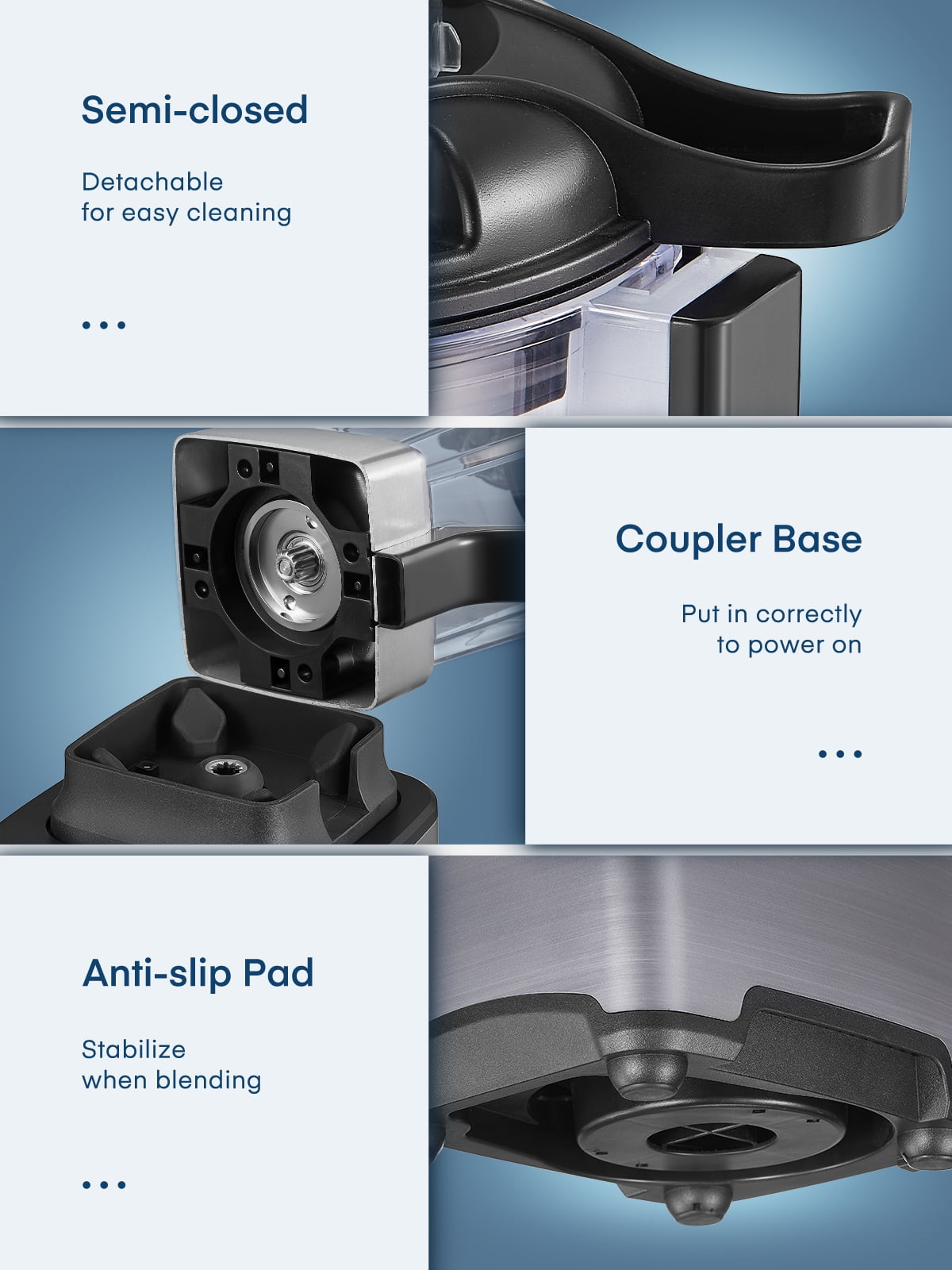 Professional Countertop Blenders for Kitchen, 1200W(Max 2200W) High Power Crushing Ice, Veggies, Shakes, 60 oz - Image 5