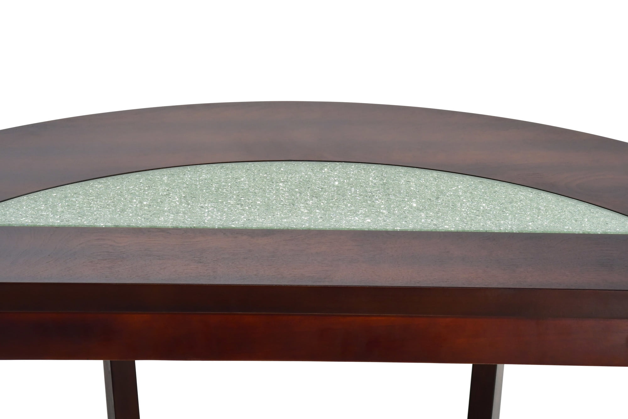 Rafael Sofa Table in Cherry Finish Wood with Cracked Glass Insert - Image 4