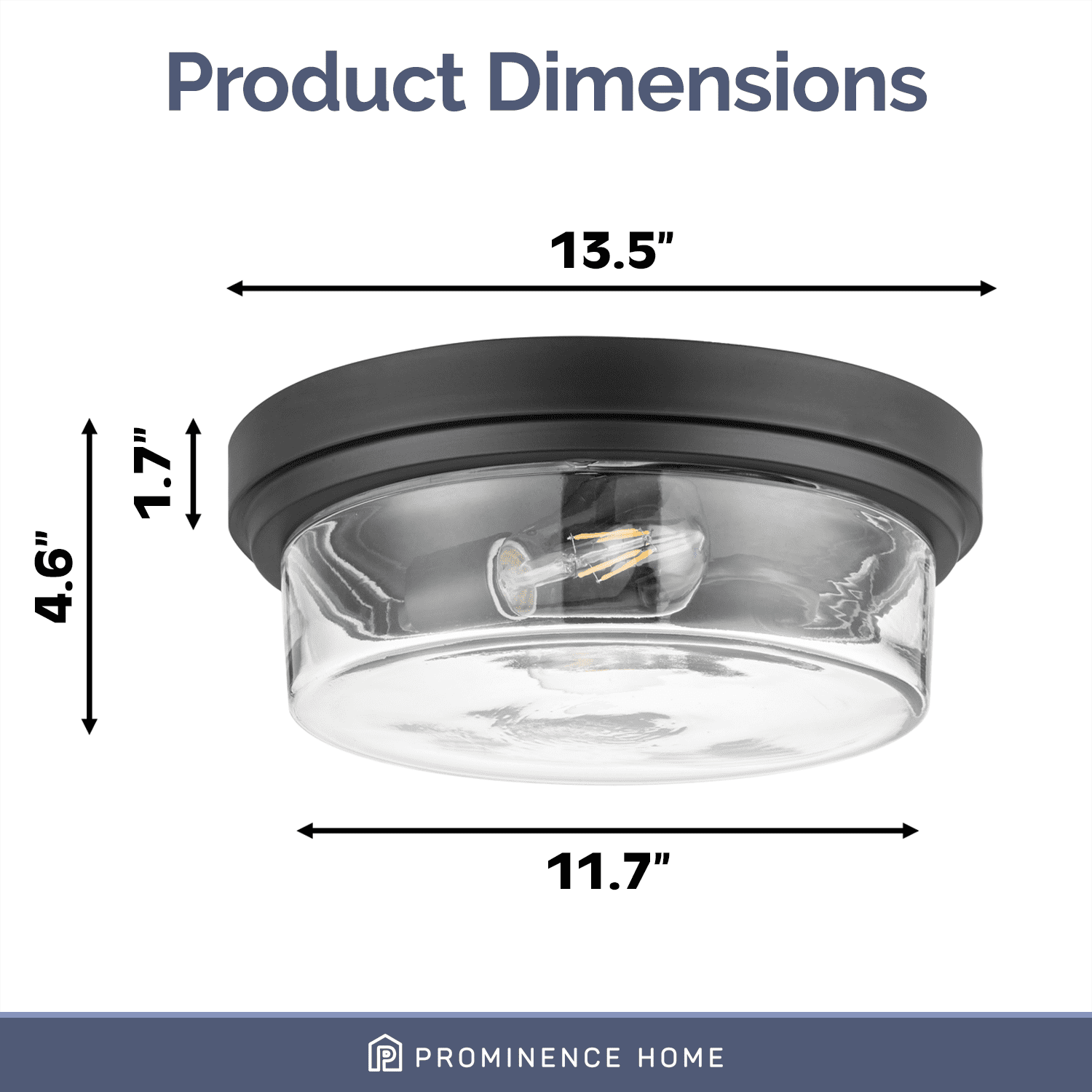 Prominence Home Madelyn 13" Bronze Flush Mount Indoor/Outdoor Light with Square Clear Glass Shade - Image 3