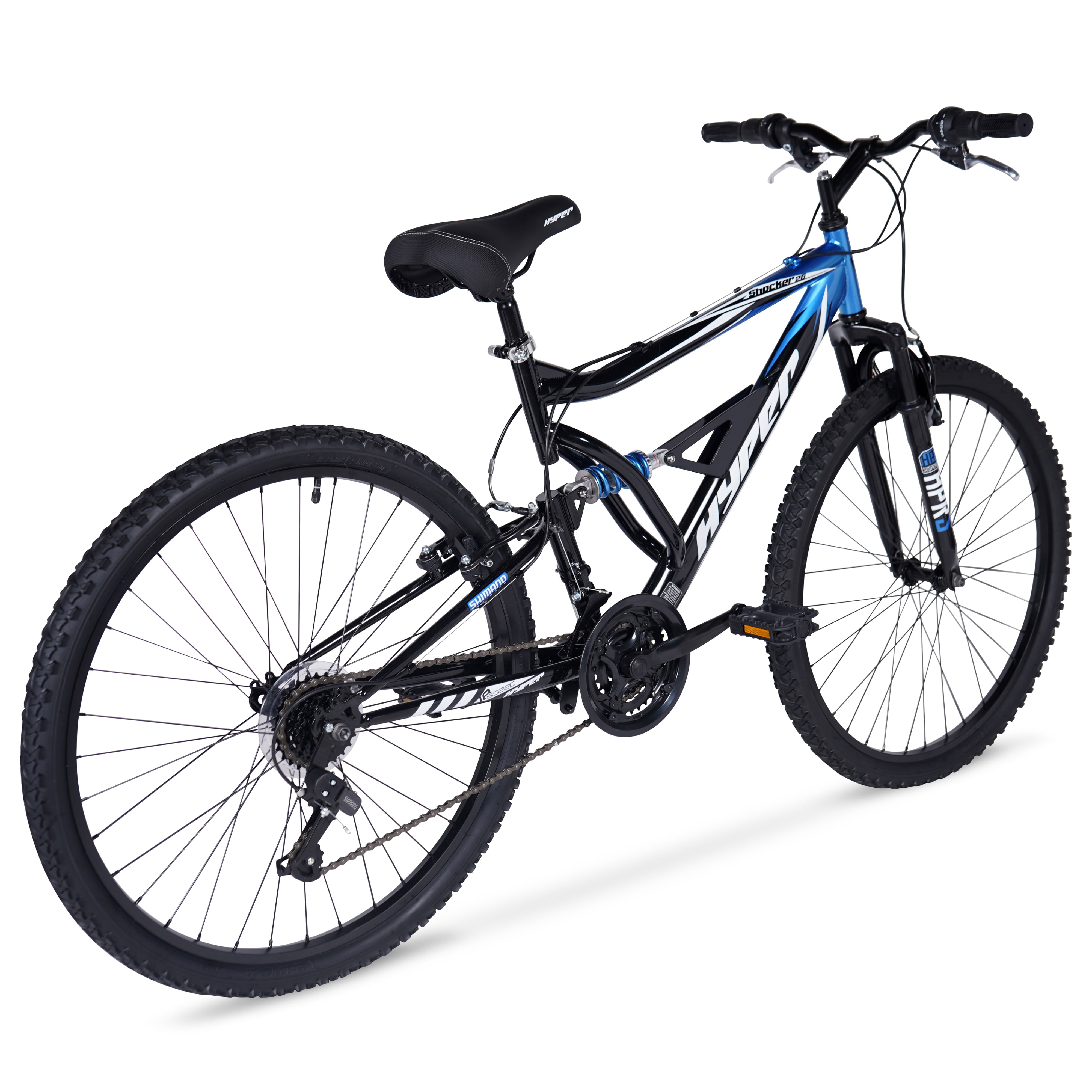Hyper Bicycles Men's 26" Shocker Mountain Bike, Black/Blue - Image 6