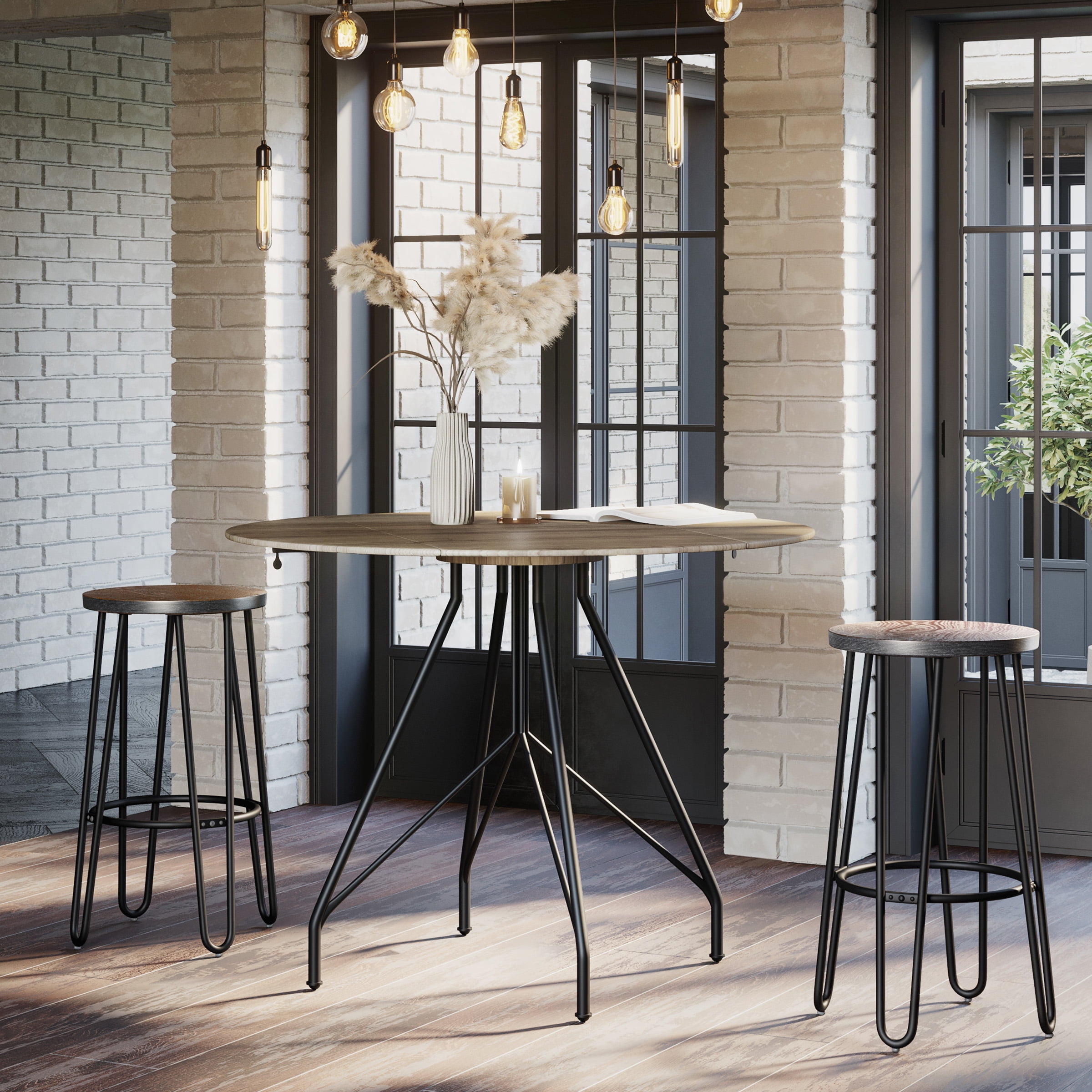 Lavish Home Set of Two 24-Inch Backless Bar Stools with Hairpin Legs - Image 4
