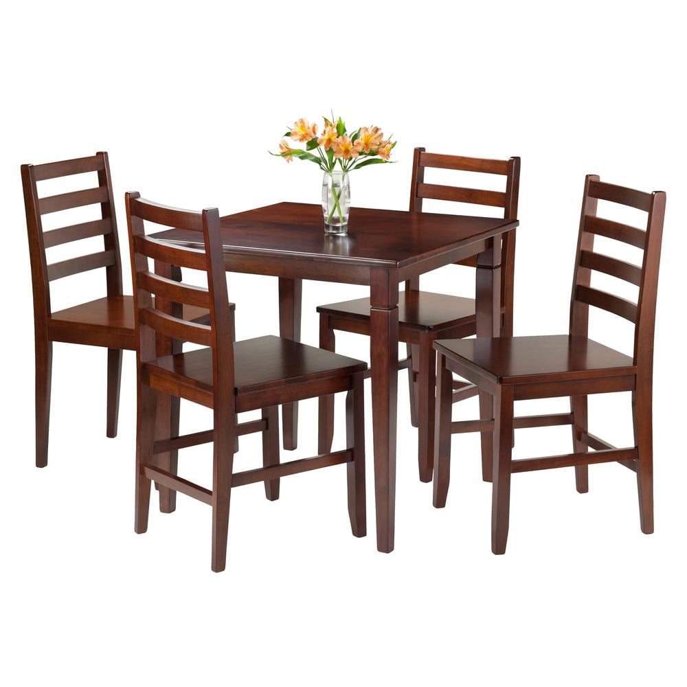 Winsome Wood Kingsgate 5-Pc Dining Set, Table & 4 Ladder Back Chairs, Walnut Finish - Image 2