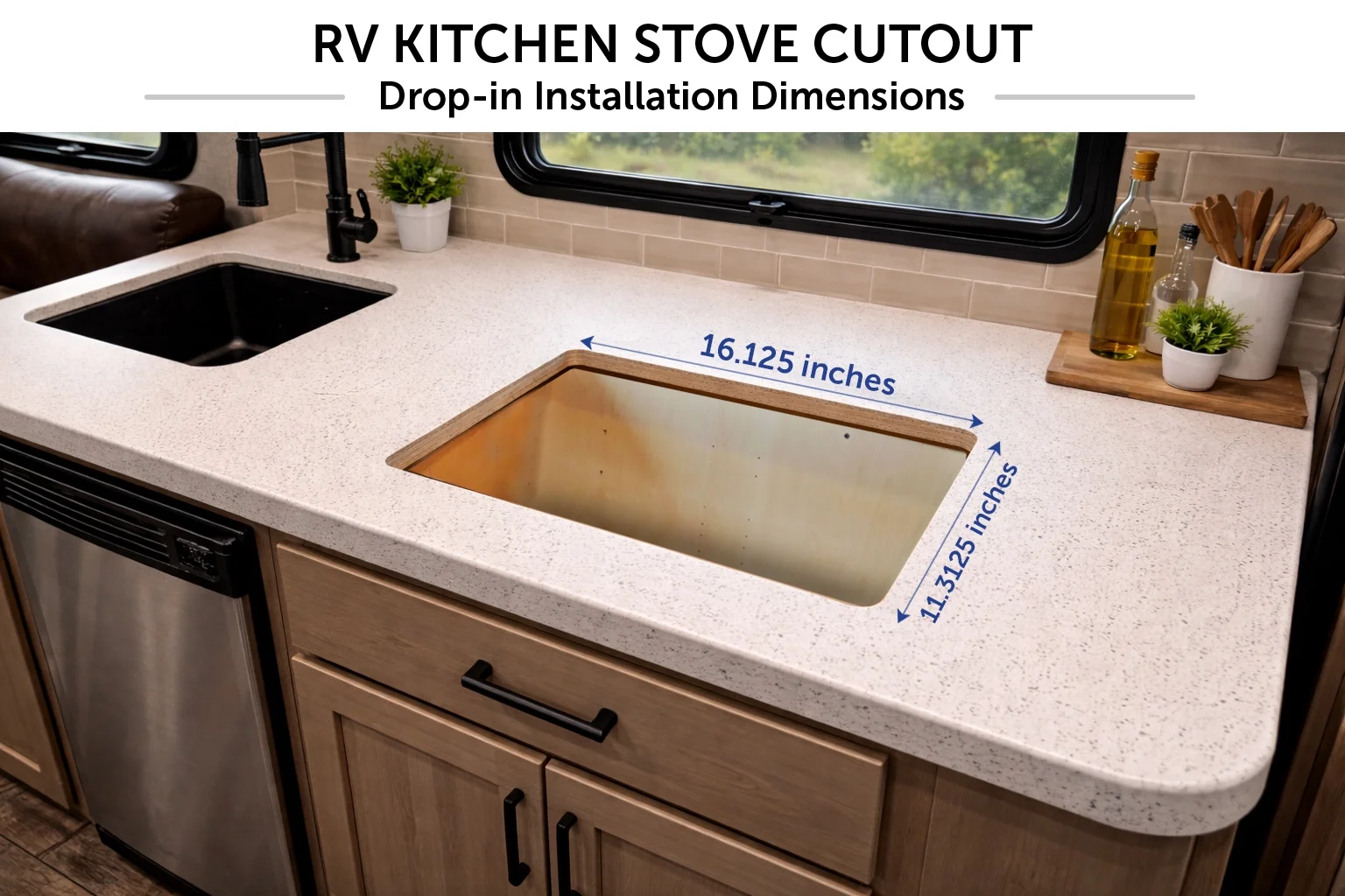 Flame King 2 Burner Built-in RV Trailer Stove with Windshield - Image 2