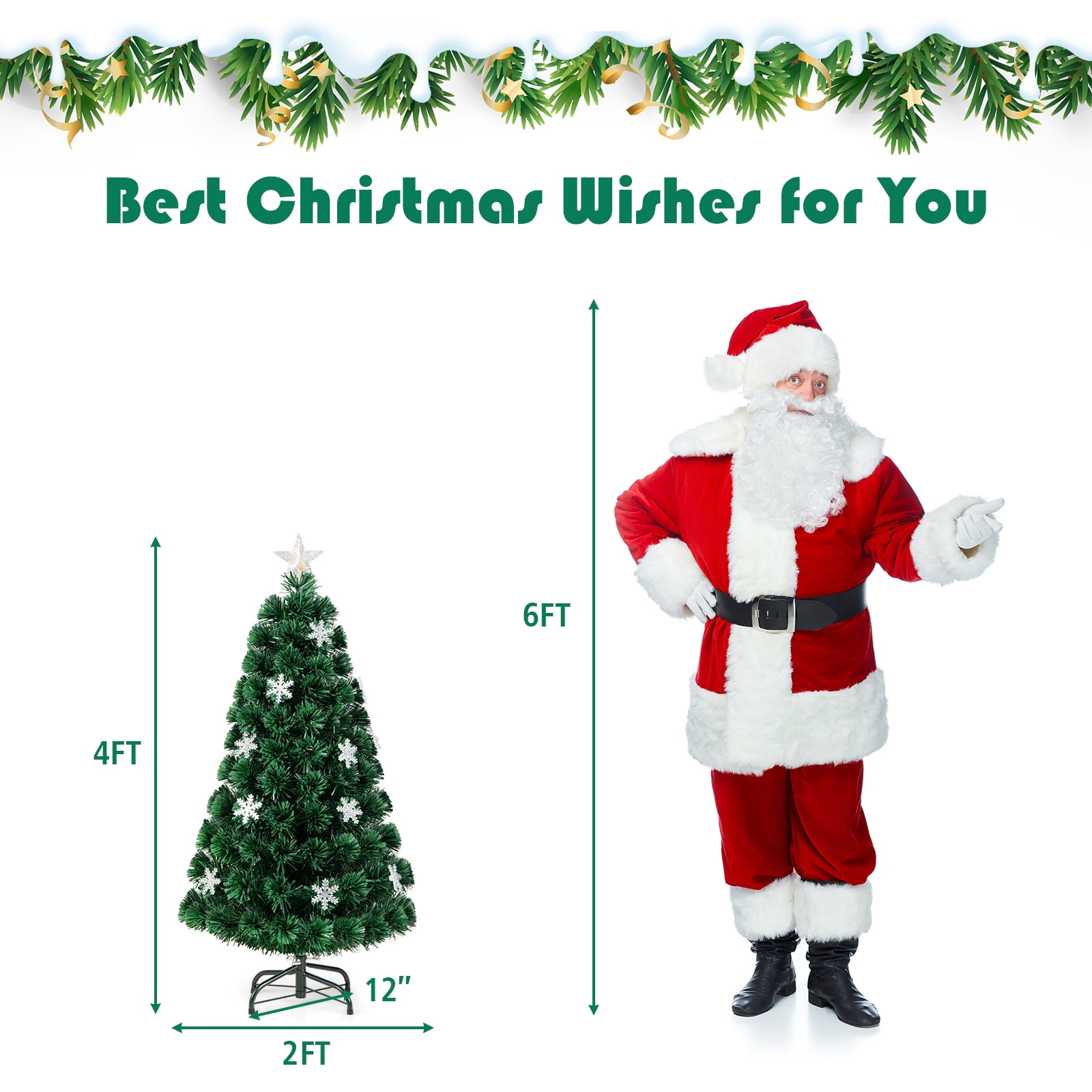 Costway 4FT Pre-Lit Fiber Optic Christmas Tree Multicolor Lights - Image 5