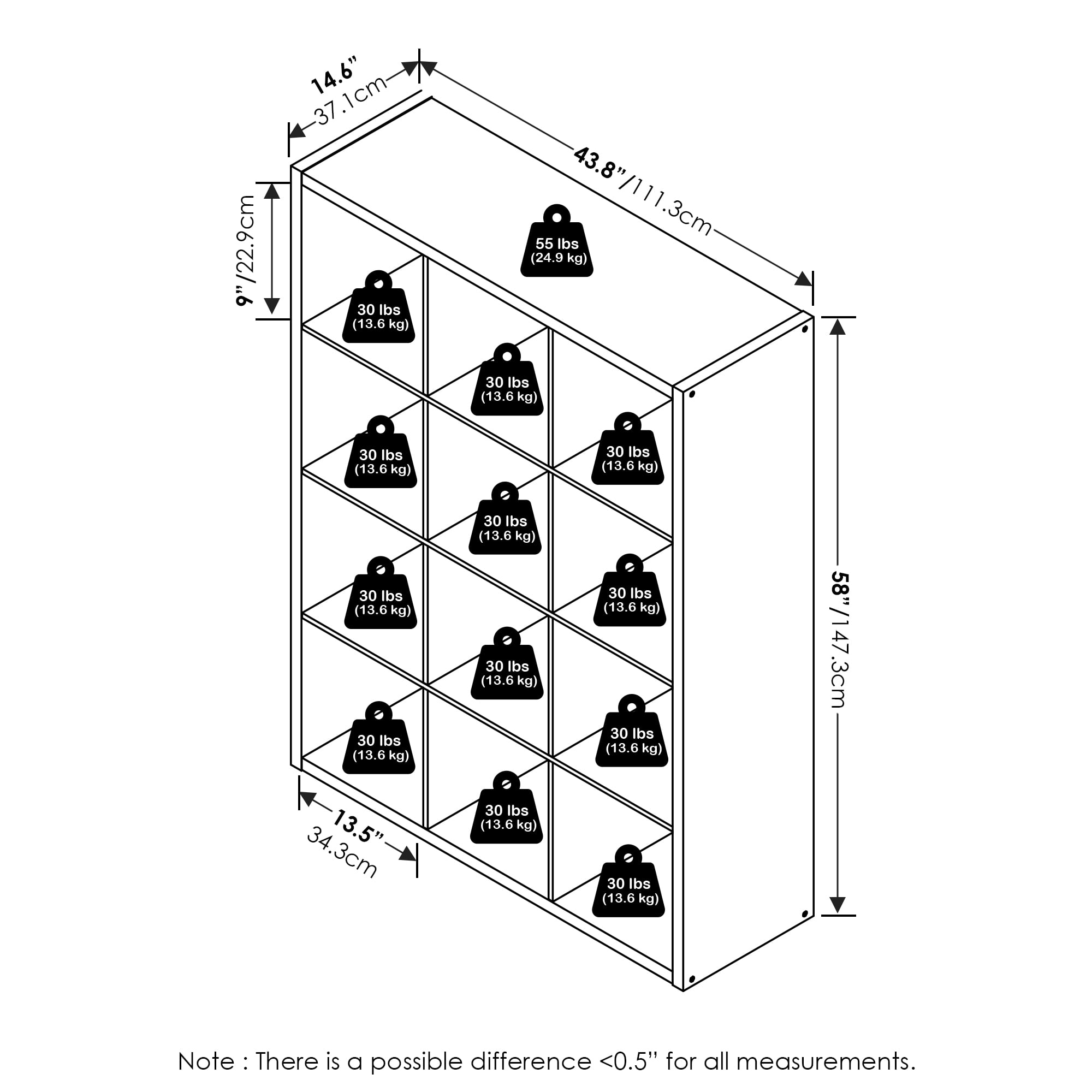 Furinno Cubicle Open Back Decorative Cube Storage Organizer, 12-Cube, White - Image 5