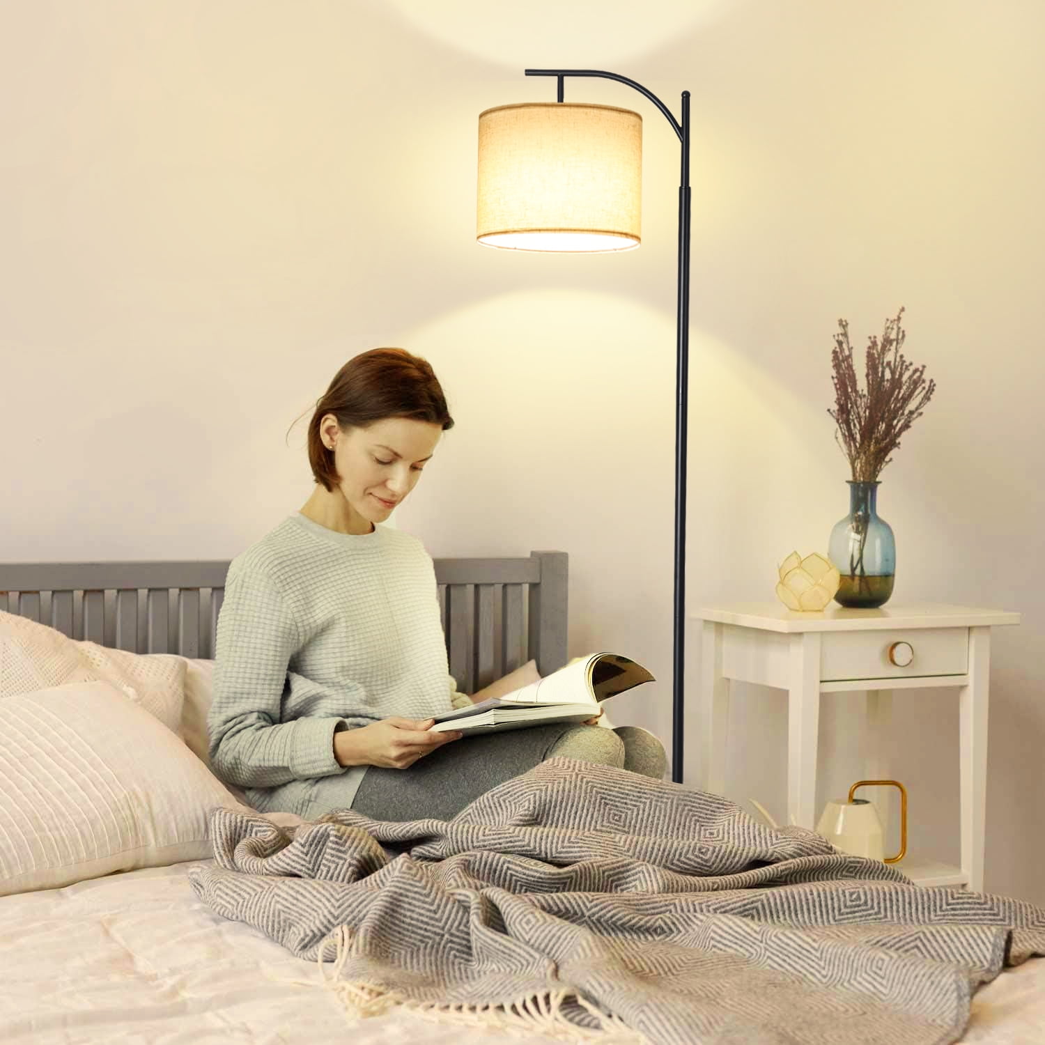 Coliware Arc Floor Lamp with 3 Color Temperatures Bulb, Modern Arched Standing Lamp with Foot Switch & Dimmable Bulb, Tall Pole Floor Lamp for Living Room Bedroom Office - Image 2