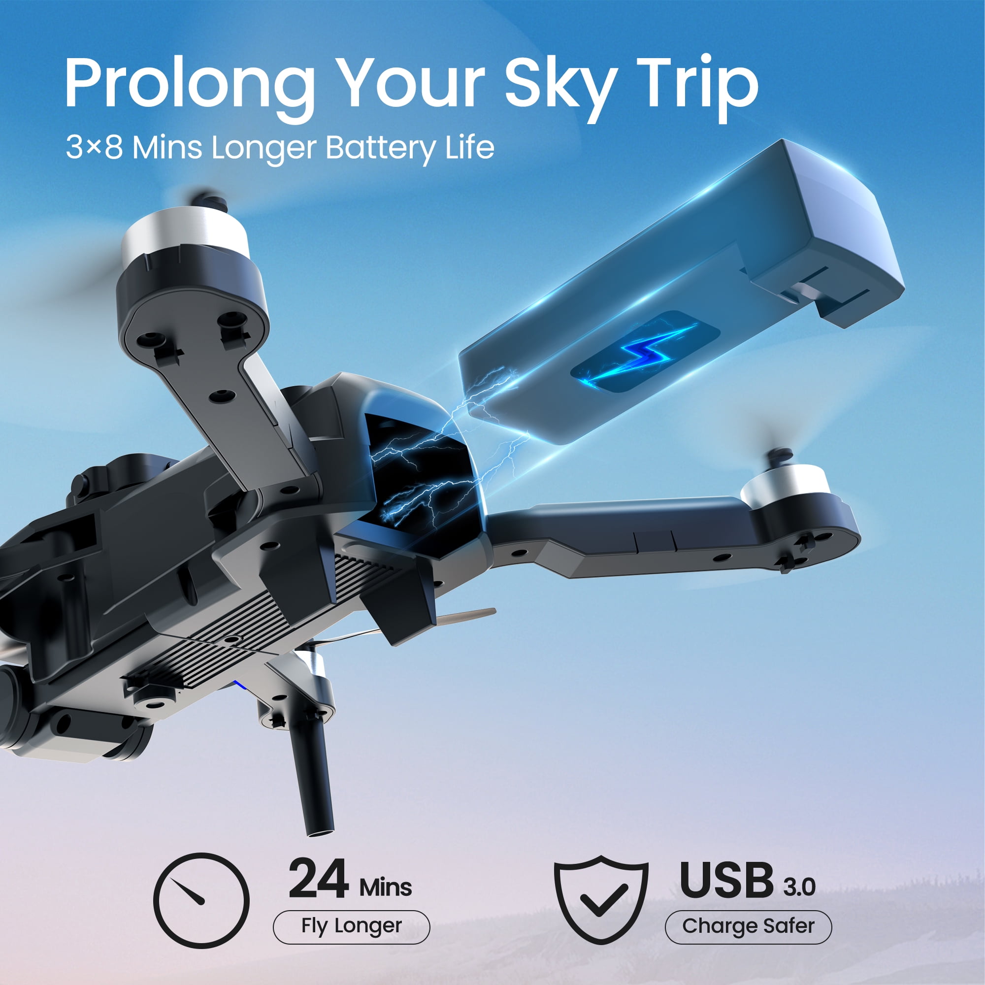 F196 Drone with 6K HD Camera, Brushless Motors, Optical Flow Sensor & Obstacle Avoidance, 3 Batteries, Black - Image 6