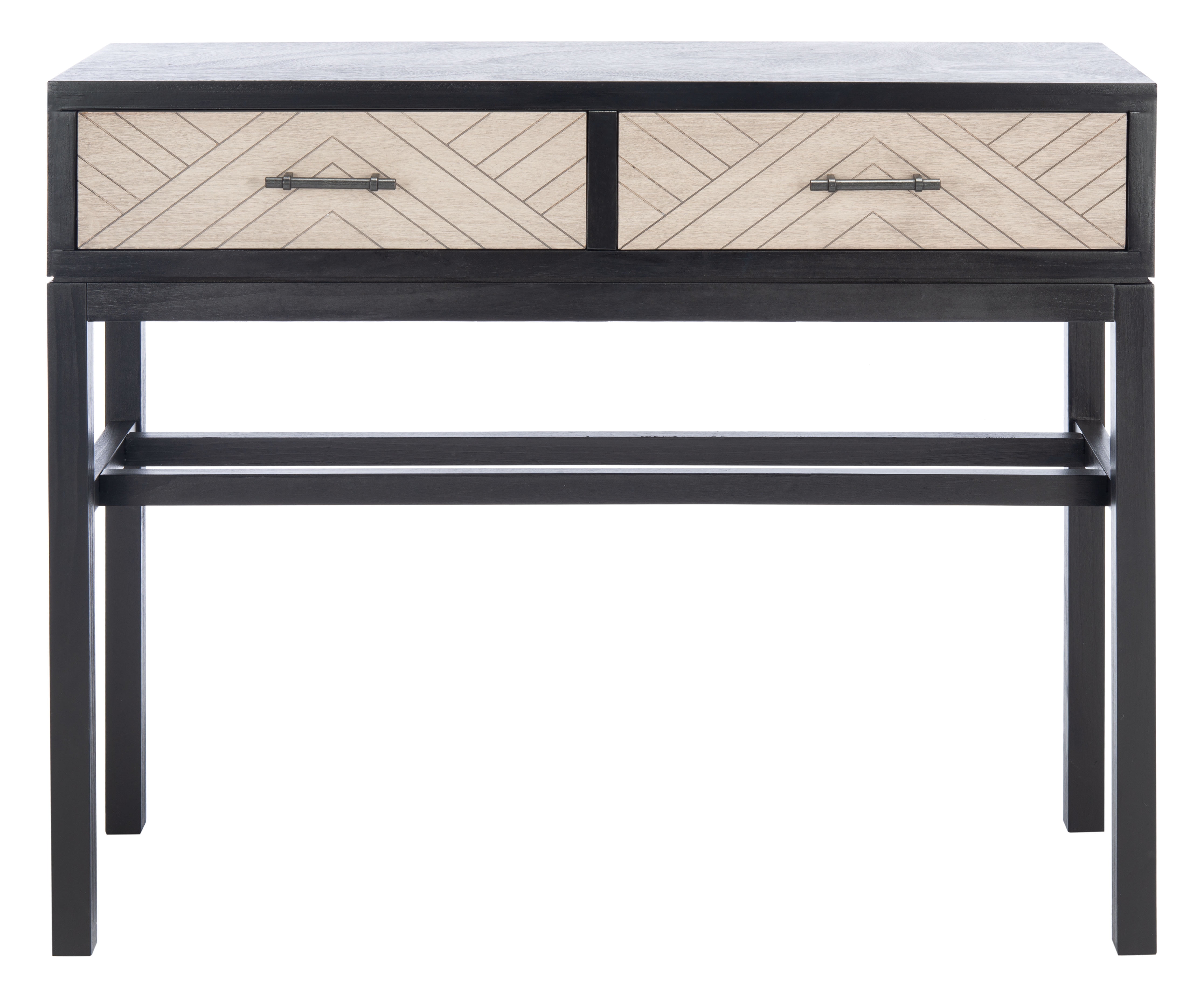 SAFAVIEH Ajana Modern 2 Drawer Console, Black/Griege - Image 4