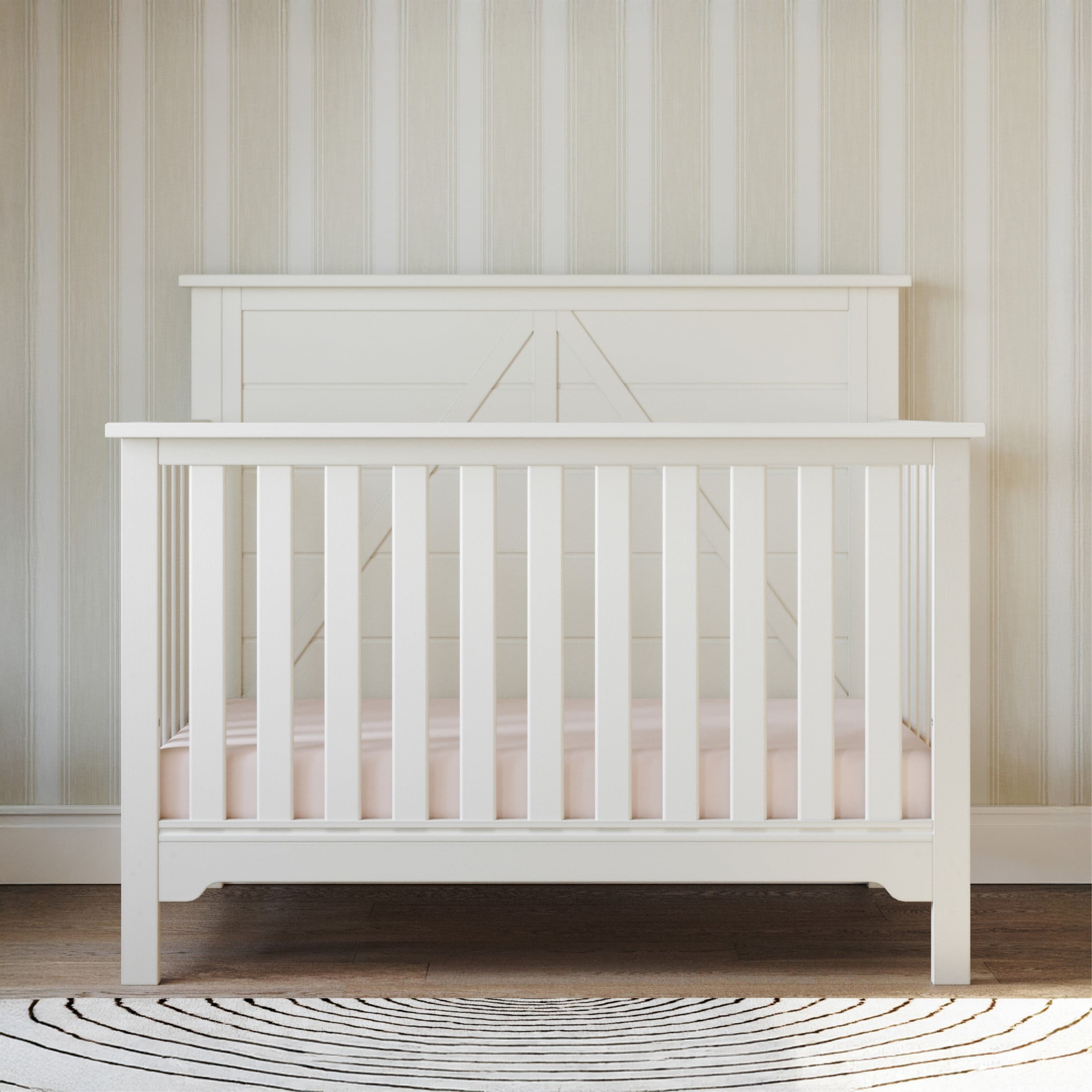 Child Craft Woodland 4-in-1 Convertible Crib, Shiplap Panel Design, 3 Mattress Heights, Brushed Cotton - Image 2