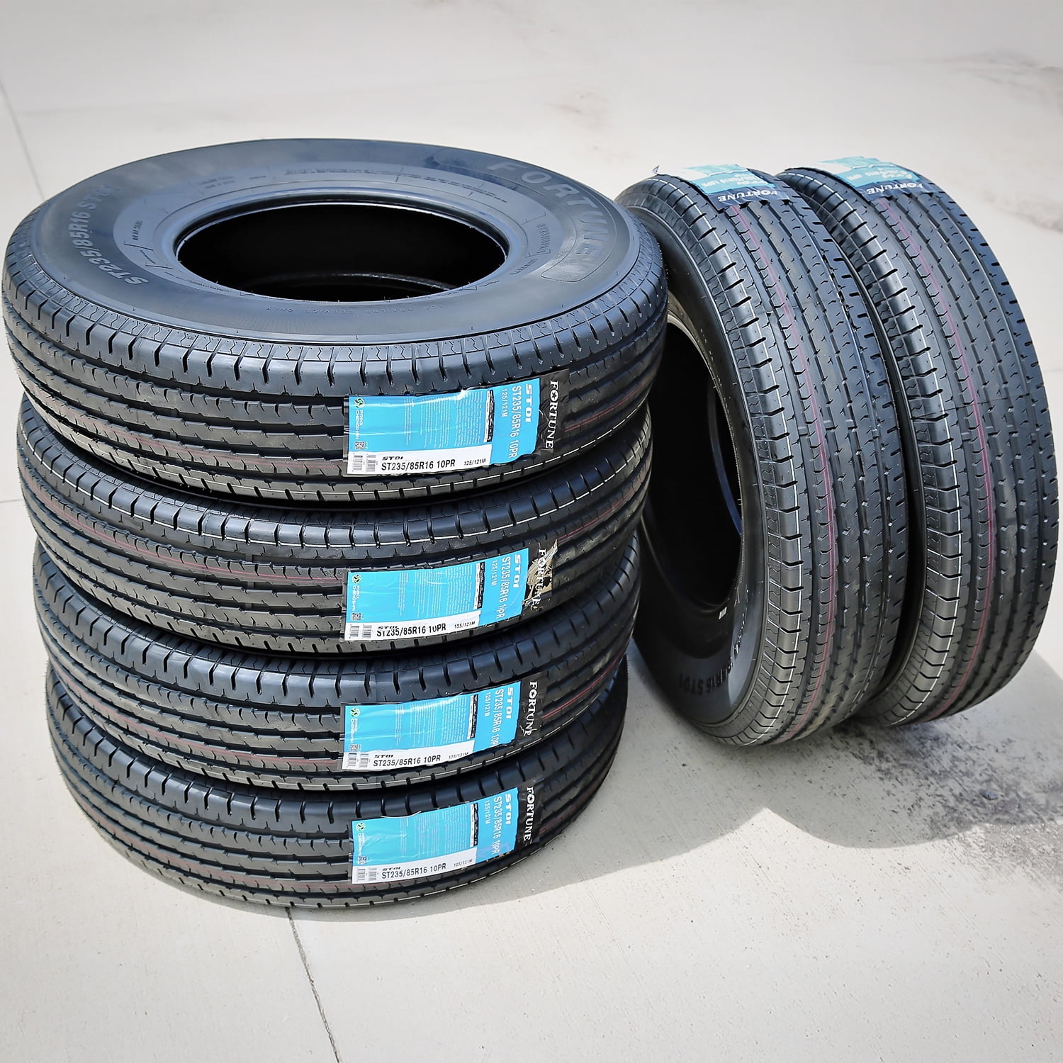 Pair of 2 Fortune ST01 Steel Belted ST235/85R16 235/85R16 125/121M E 10 Ply Trailer Tires - Image 2