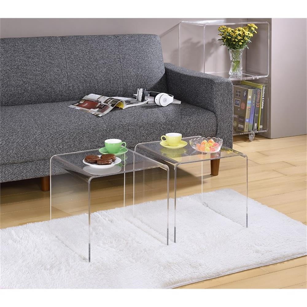 Fox Hill Trading Pure Decor Lucite Acrylic Cocktail Tables in Clear (Set of 2) - Image 2