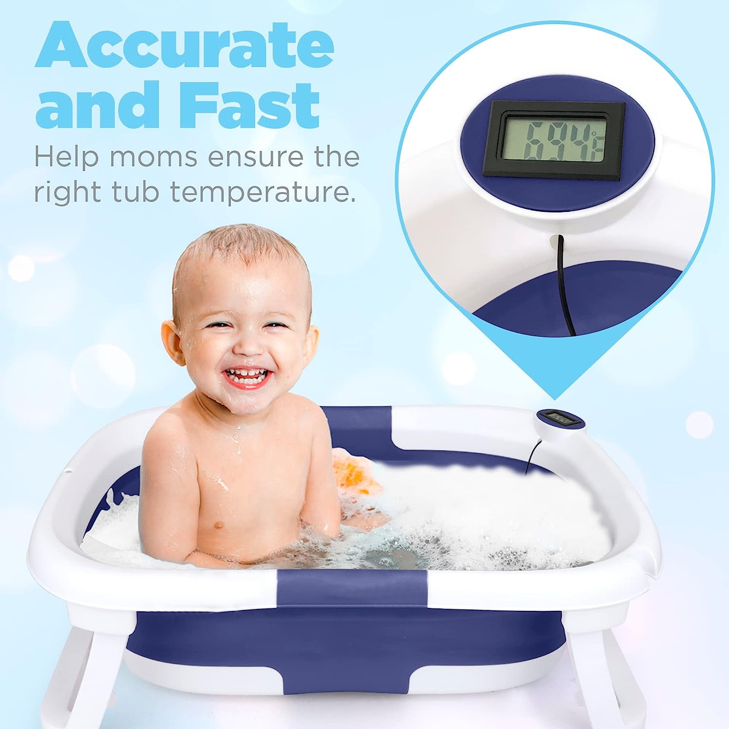 Prociv Foldable Baby Bathtub for Infants to Toddler,Portable Travel Bathtub Multifunctional Bathtub with Drain Hole, Baby Bathtub for Newborn 0-36 Month Gray (with Net) - Image 8