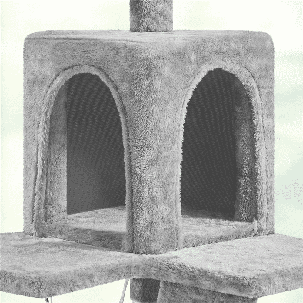 Renwick 54" Multi-level Cat Tree with Condo and Scratching Post, Light Gray - Image 8