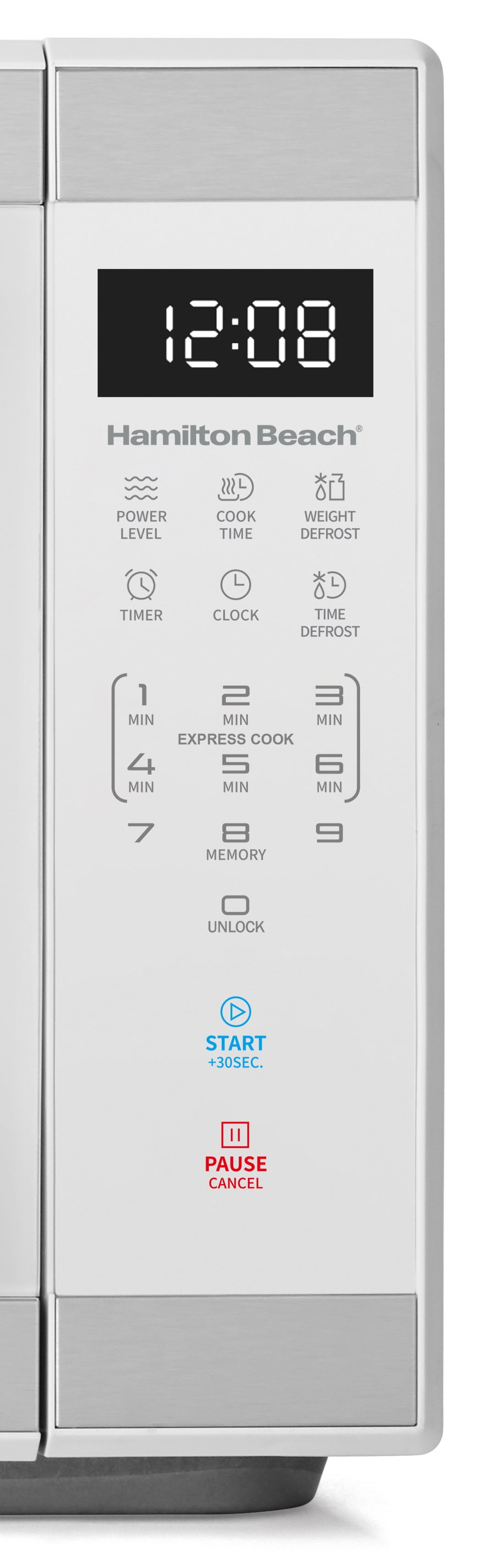 Hamilton Beach 1.1 Cu ft Countertop Microwave Oven, White and Stainless Steel - Image 5