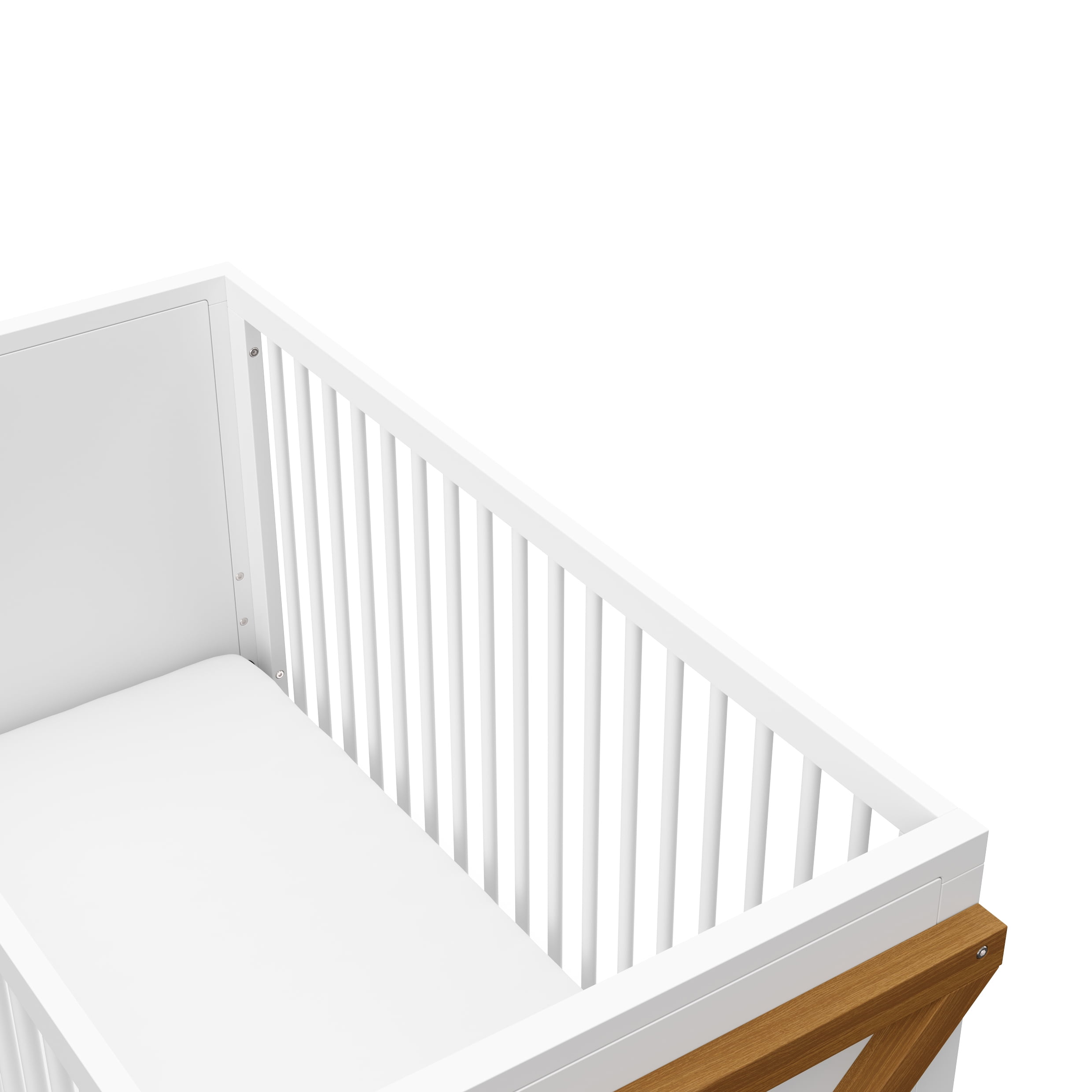 Storkcraft Equinox 3-in-1 Convertible Baby Crib, White with Vintage Driftwood - Image 7