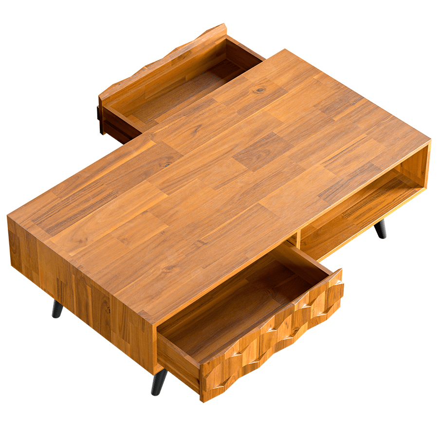 Patronza Solid Wood Coffee Table 2 Alternate Drawers, Autumn - Image 5