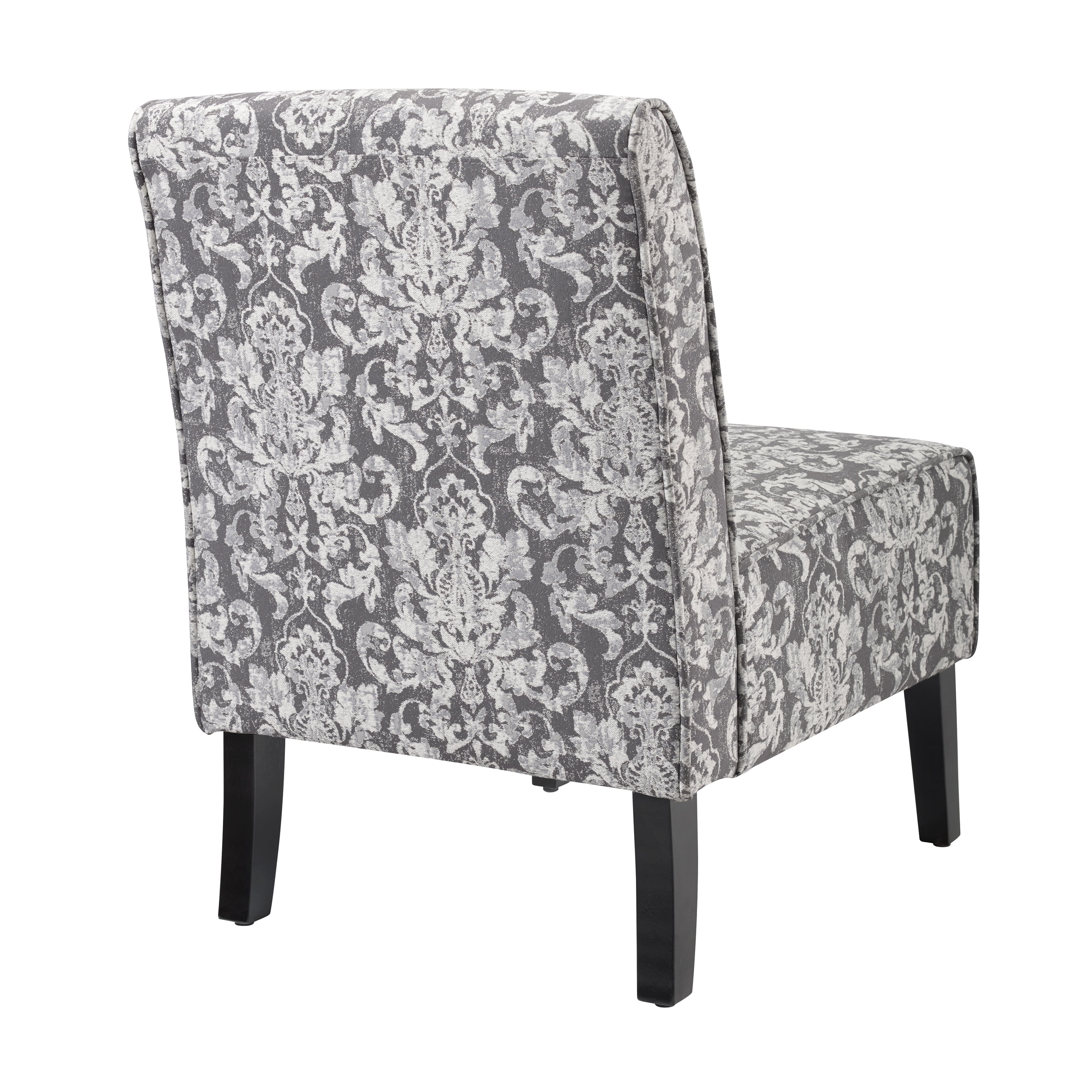 Linon McShane Indoor Upholstered Button Tufted Armless Slipper Accent Chair, Gray Damask - Image 8