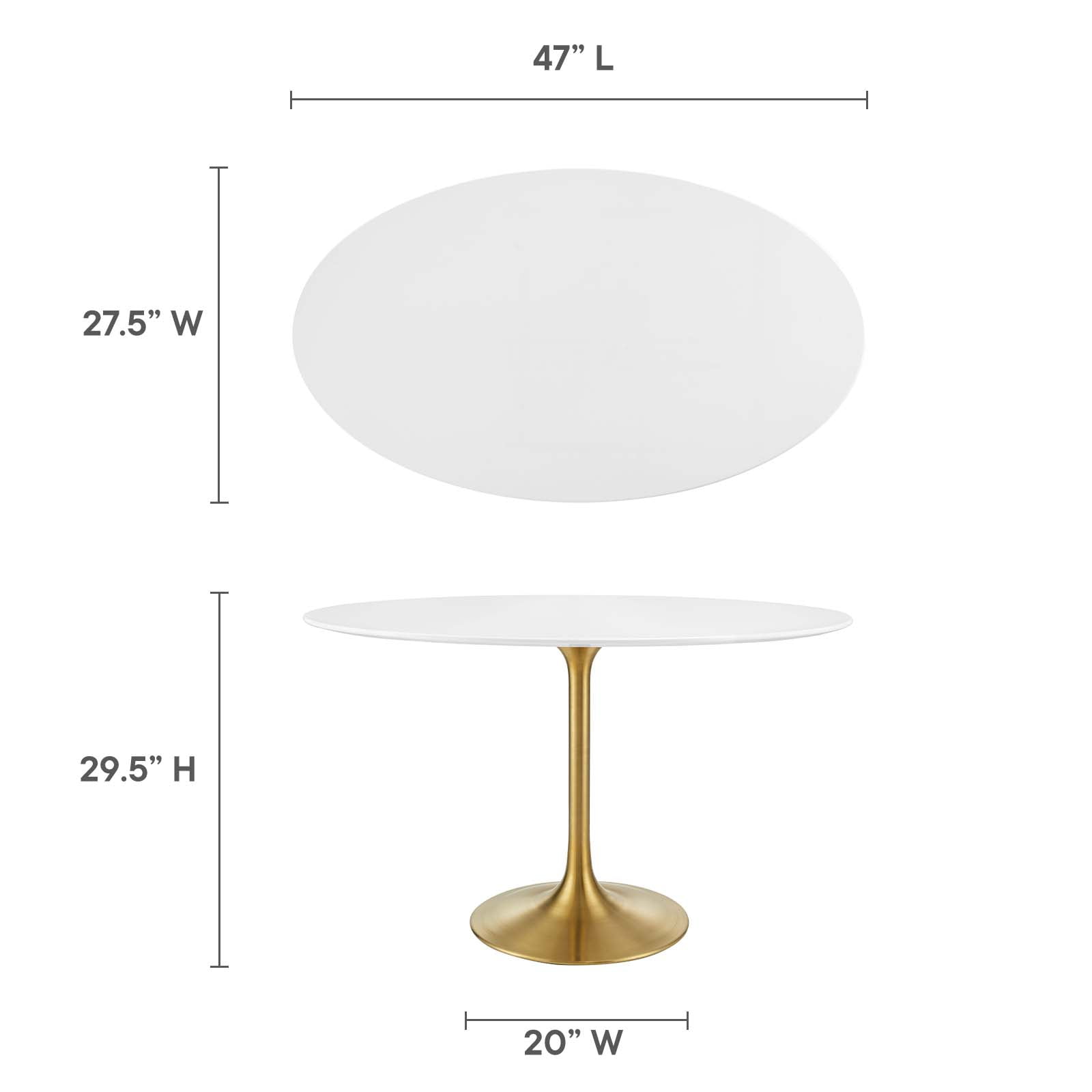 Modway Lippa 48" Oval Wood Dining Table in Gold White - Image 4