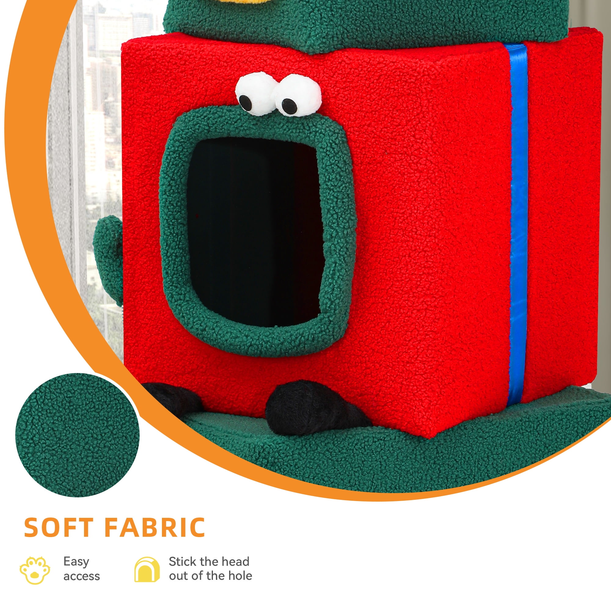 Uforic 60" Christmas Cat Tree Tower with Condos & Plush Ball for Indoor Cats - Image 6