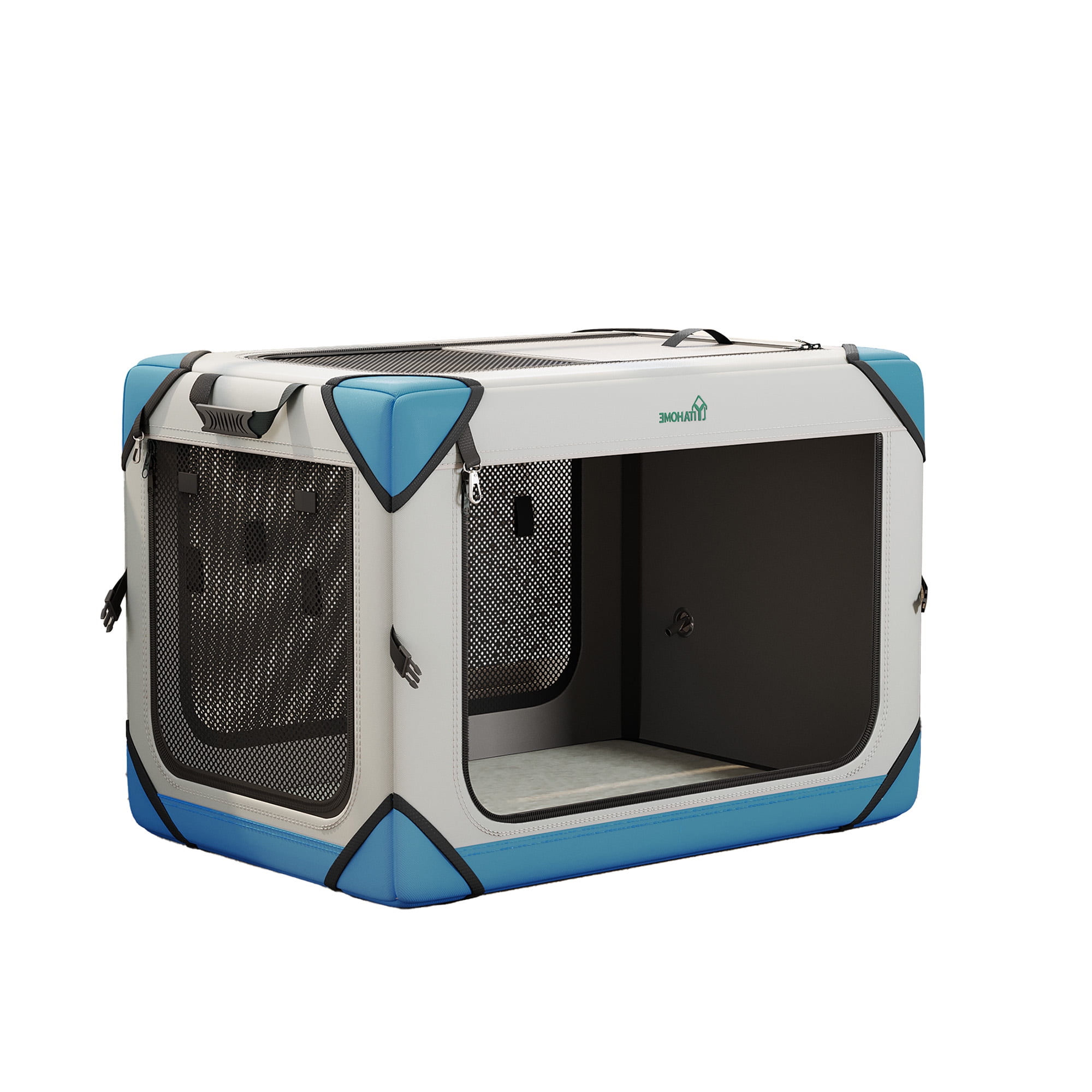 Dextrus Portable Dog Travel Crate, Large Collapsible Pet Carrier with 4 Doors and Sturdy Mesh Windows, Soft Dog Kennel for Indoor and Outdoor Use(20" L x 13" W x 15" H) - Image 7