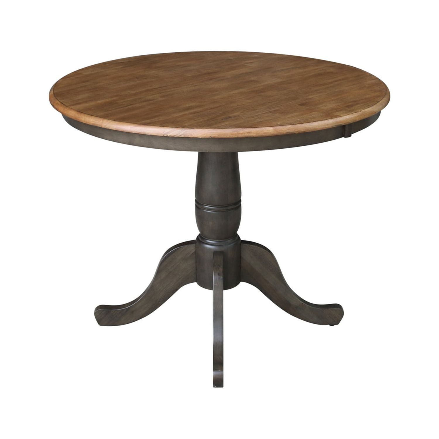 30" Round Top Solid Wood Pedestal Table in Hickory/Washed Coal - Dining Height - Image 8