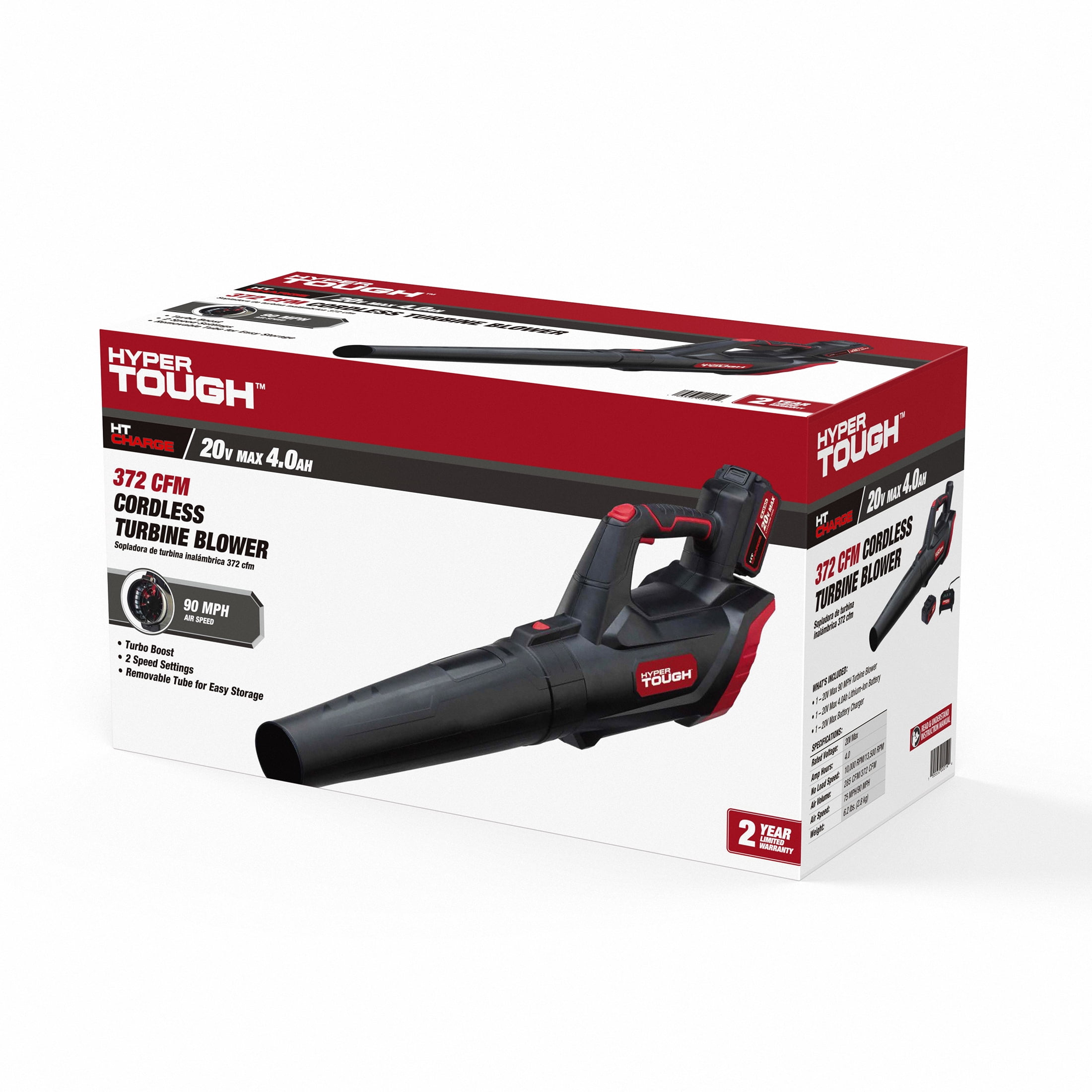 Hyper Tough 20V Max 90 mph 372 Cfm 4.0Ah Battery Powered Cordless Handheld Blower, HT22-401-03-04 - Image 2
