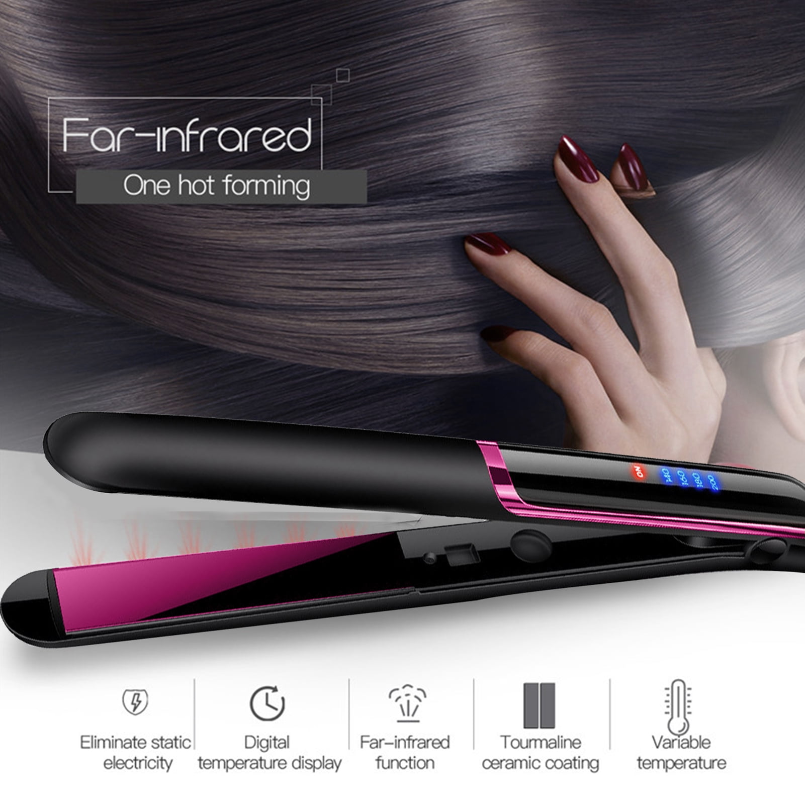 Straightener - 2 in 1 Ceramic Hair Straightener - Titanium Hair Straightener with Dual Voltage, Infrared Hair Iron for All Hair - Image 2