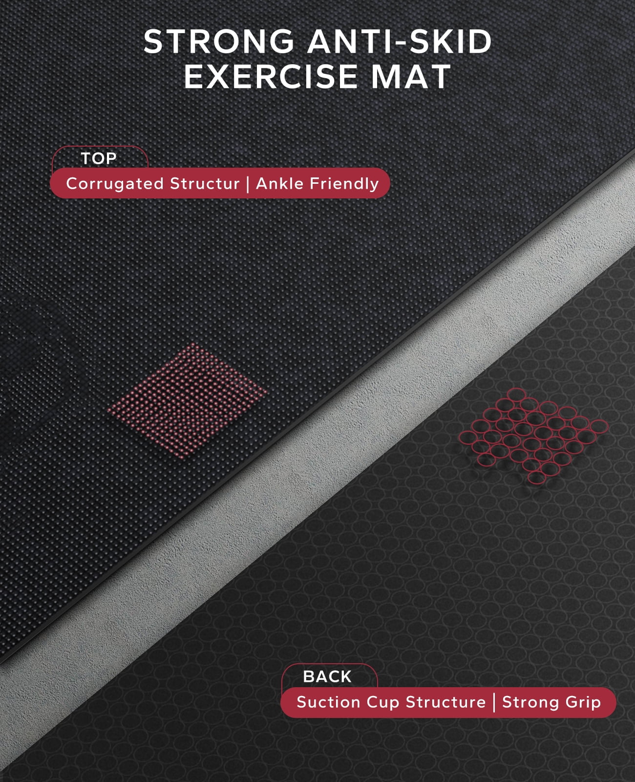Extra Wide Exercise Mat – 6'x4' to 9'x6' – Thick, Non-Slip Fitness Mat – Choose from Black, Gray, or Blue - Image 2