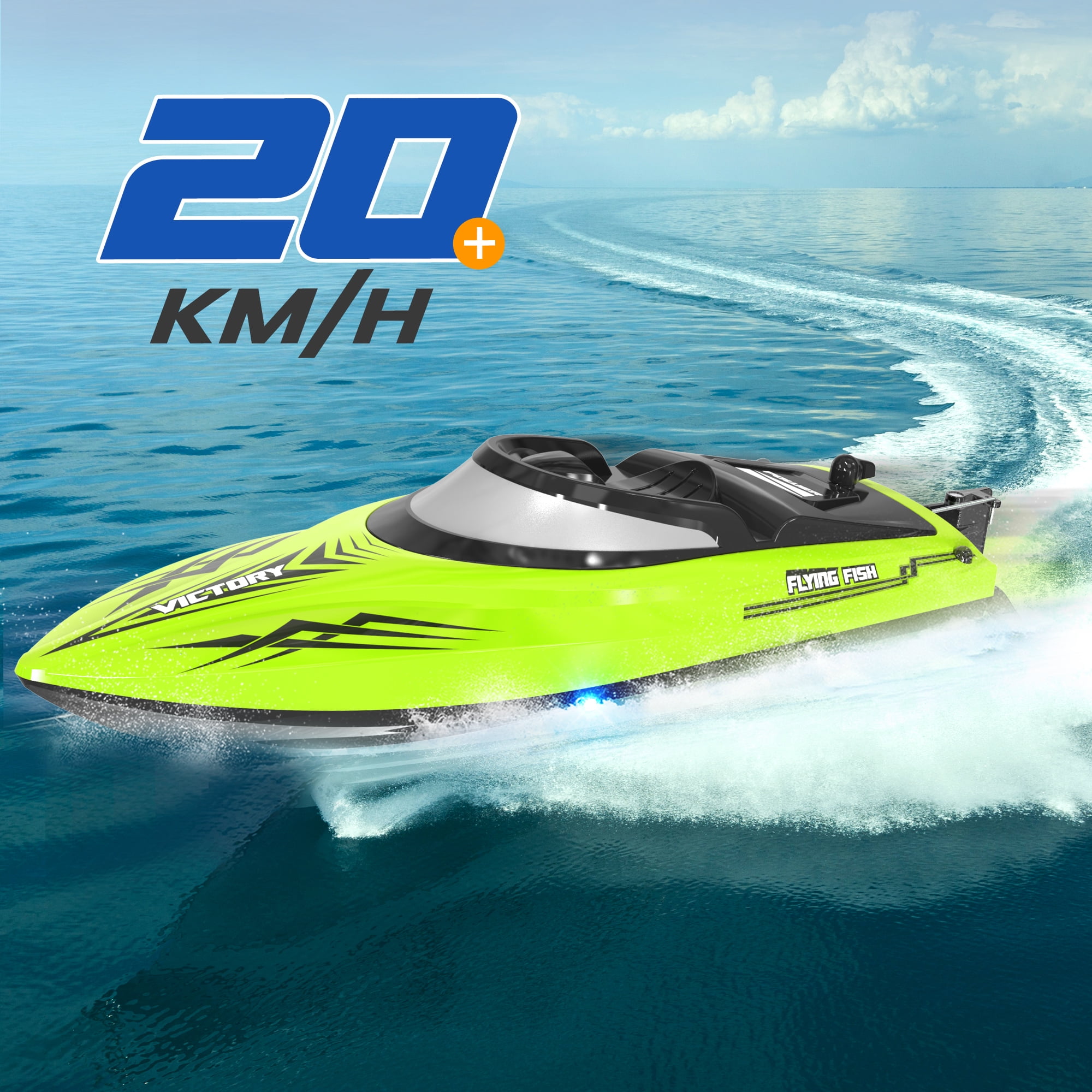 RC Boat-2.4GHZ Remote Control Boat with LED Lights and Alarm,With 3 Batteries 60+Min,High Speed RC Racing Boats for Lakes,Pool Toys for Kids & Adults,Green - Image 6