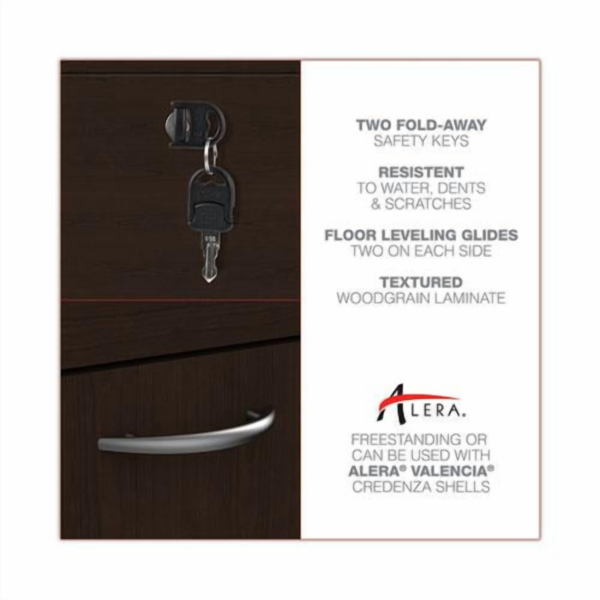 Alera 2 Drawers Lateral Lockable Filing Cabinet, Espresso - Image 3