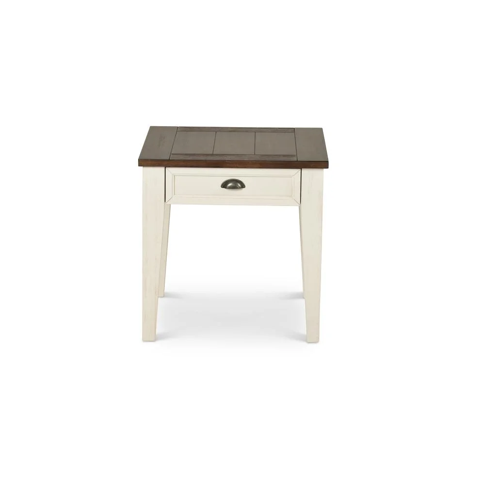 Cayla 1 Drawer End Table in Dark Oak and White - Image 3