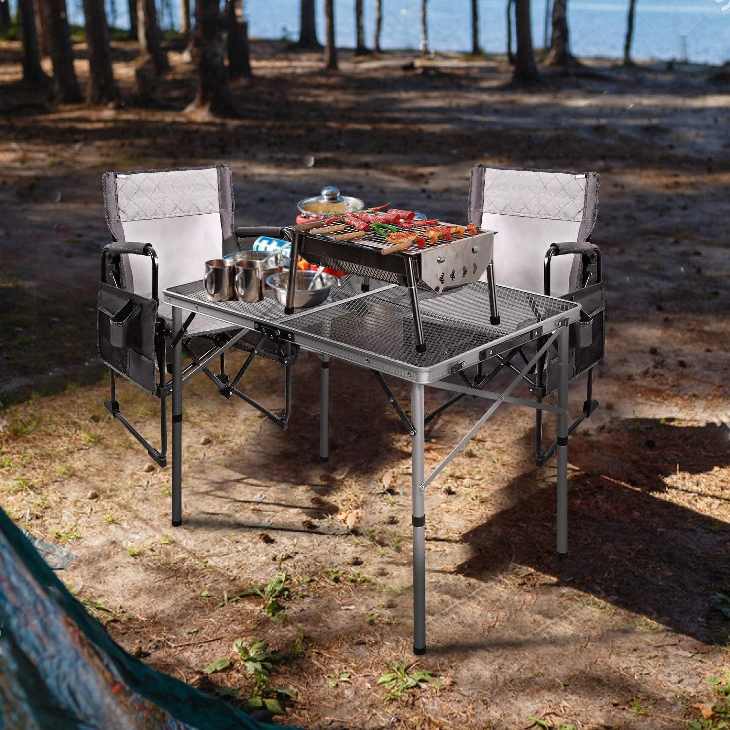 REDCAMP Folding Portable Grill Table, Lightweight Metal Grill Stand Aluminum Camping Table w/ Adjustable Height Legs for Outdoor Cooking BBQ RV Picnic - Image 3