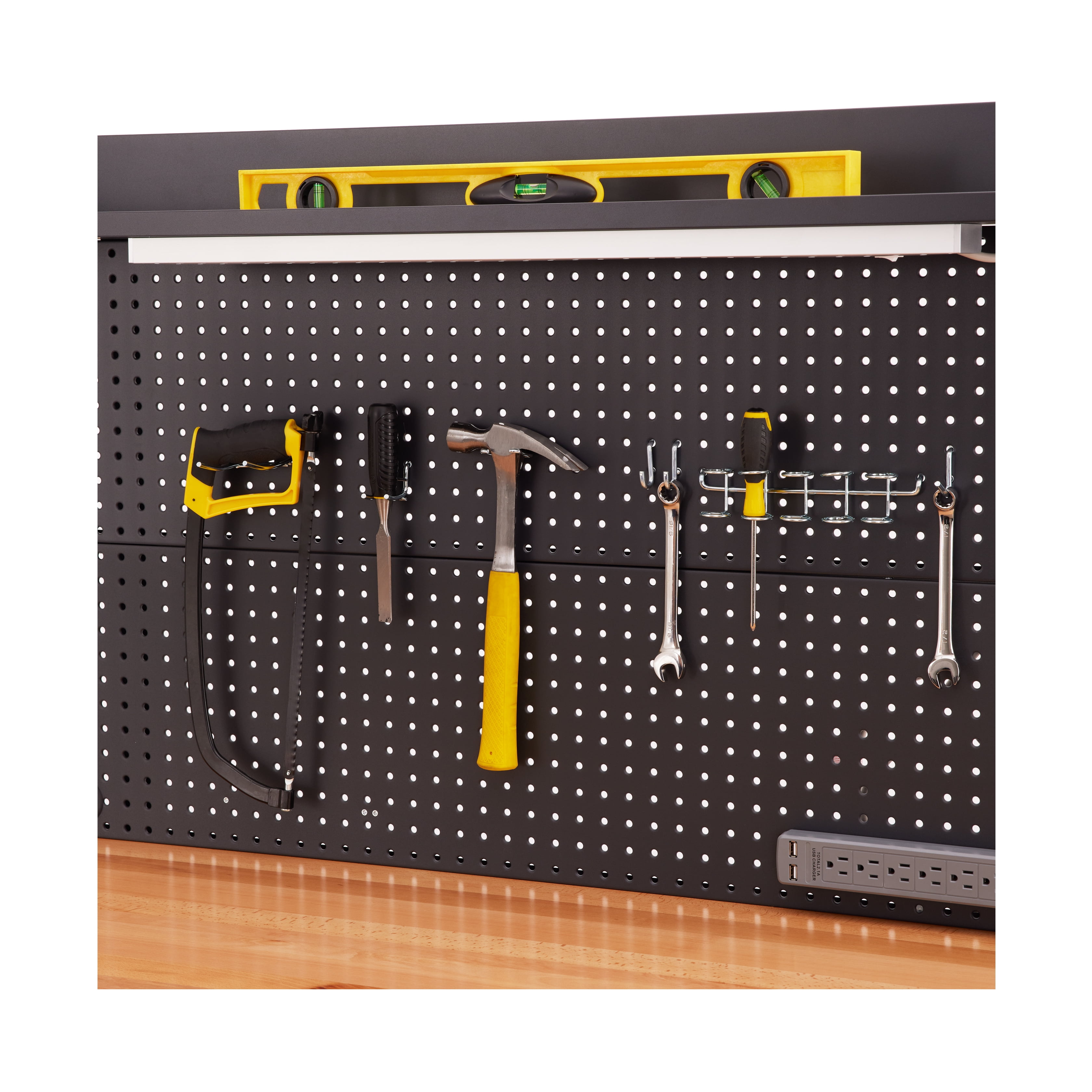 Seville Classics UltraHD® Heavy Duty Commercial Lighted Workcenter Workbench w/ Pegboard, Graphite, 48" W x 24" D x 65.5" H - Image 7