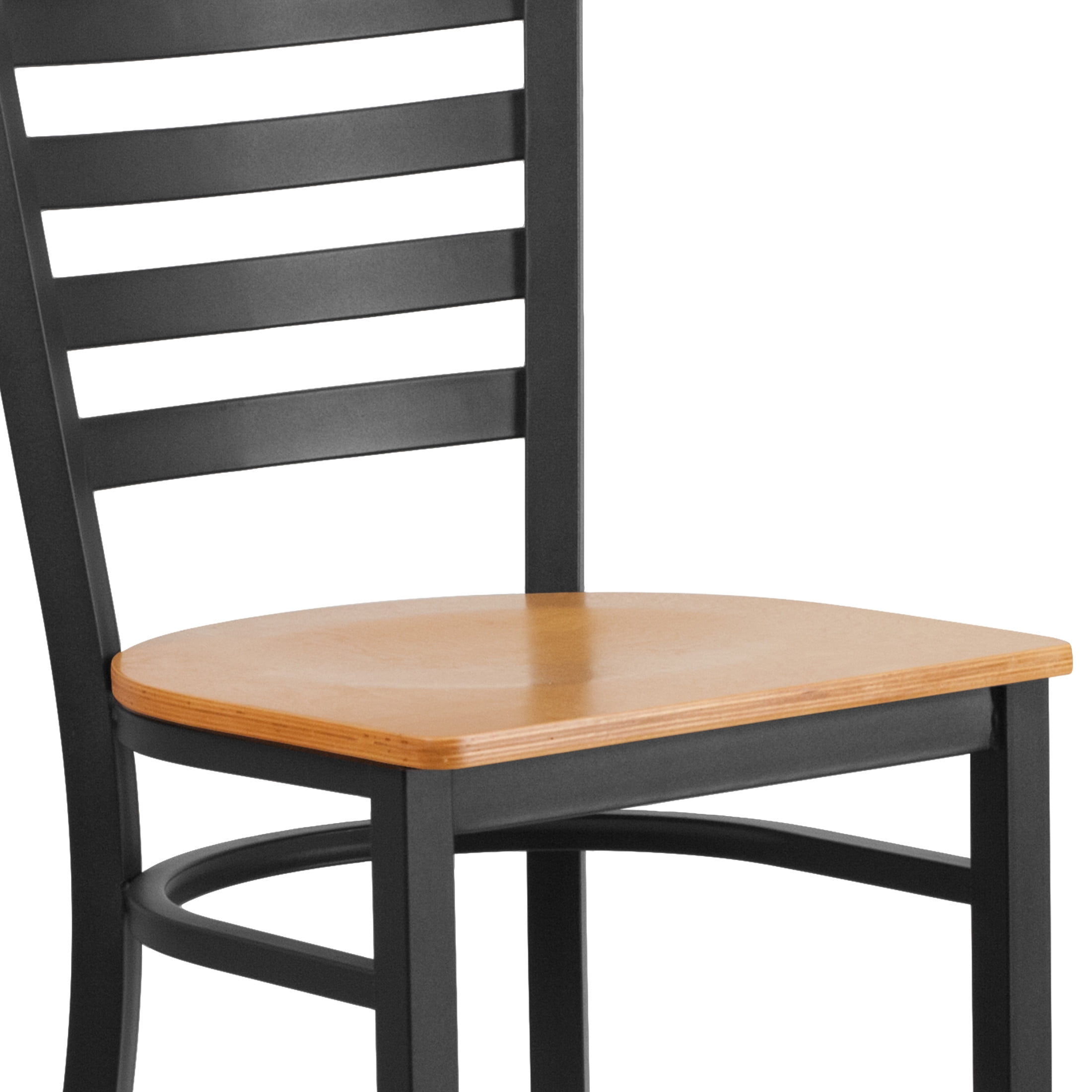 Flash Furniture HERCULES Series Black Ladder Back Metal Restaurant Barstool - Natural Wood Seat - Image 11