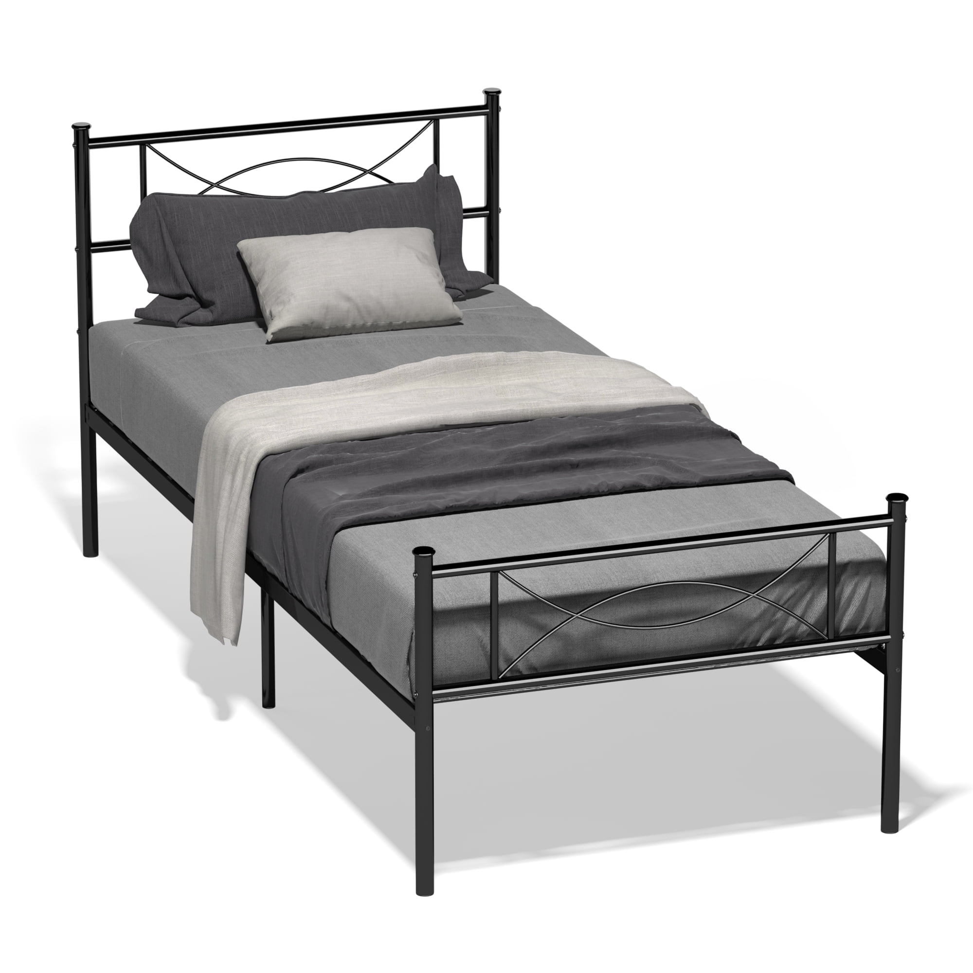 Yoneston Metal Bed Frame Mattress Foundation with Headboard and Footboard, Twin, Black - Image 5