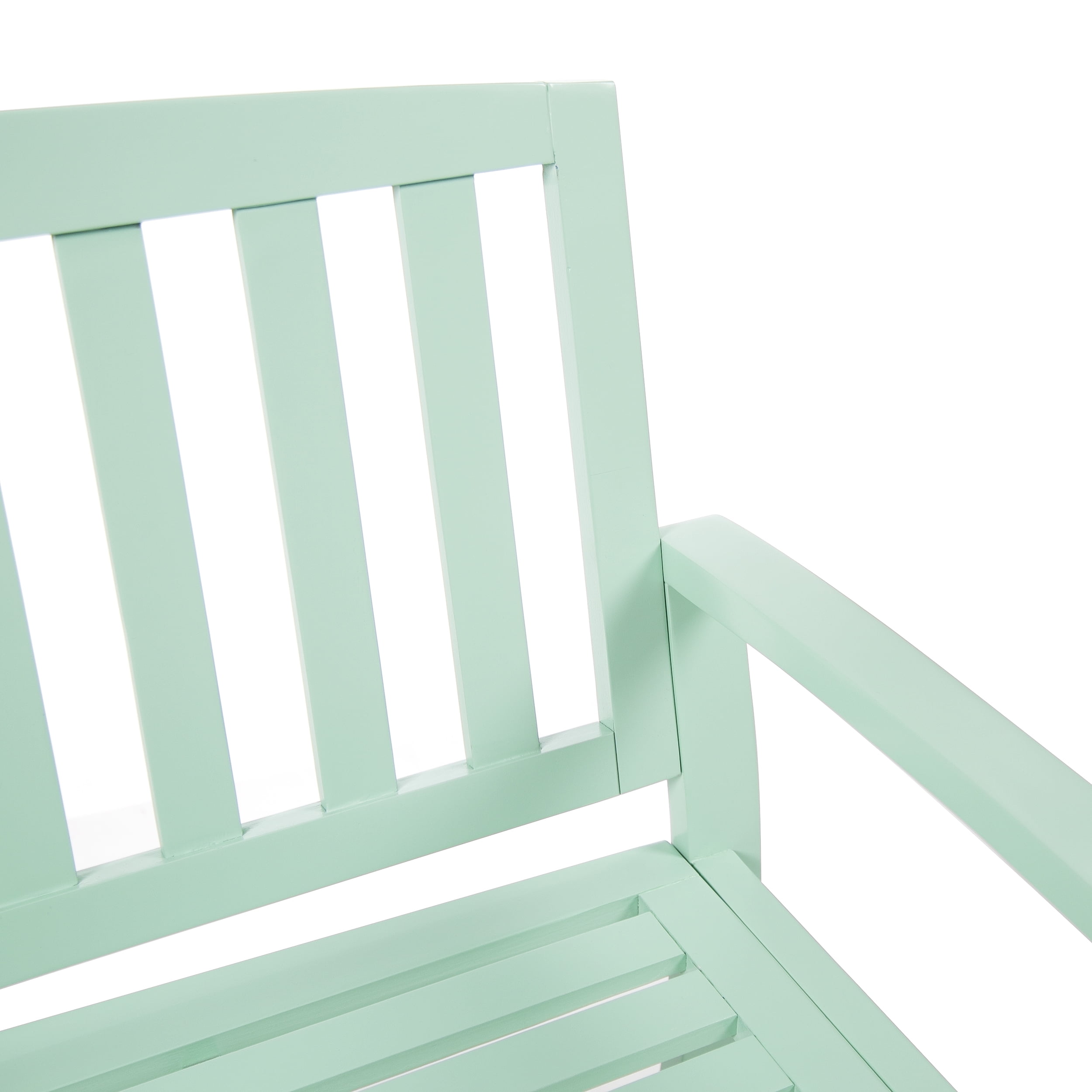 Lilo Outdoor Acacia Wood Bench, Light Mint Finish - Image 8