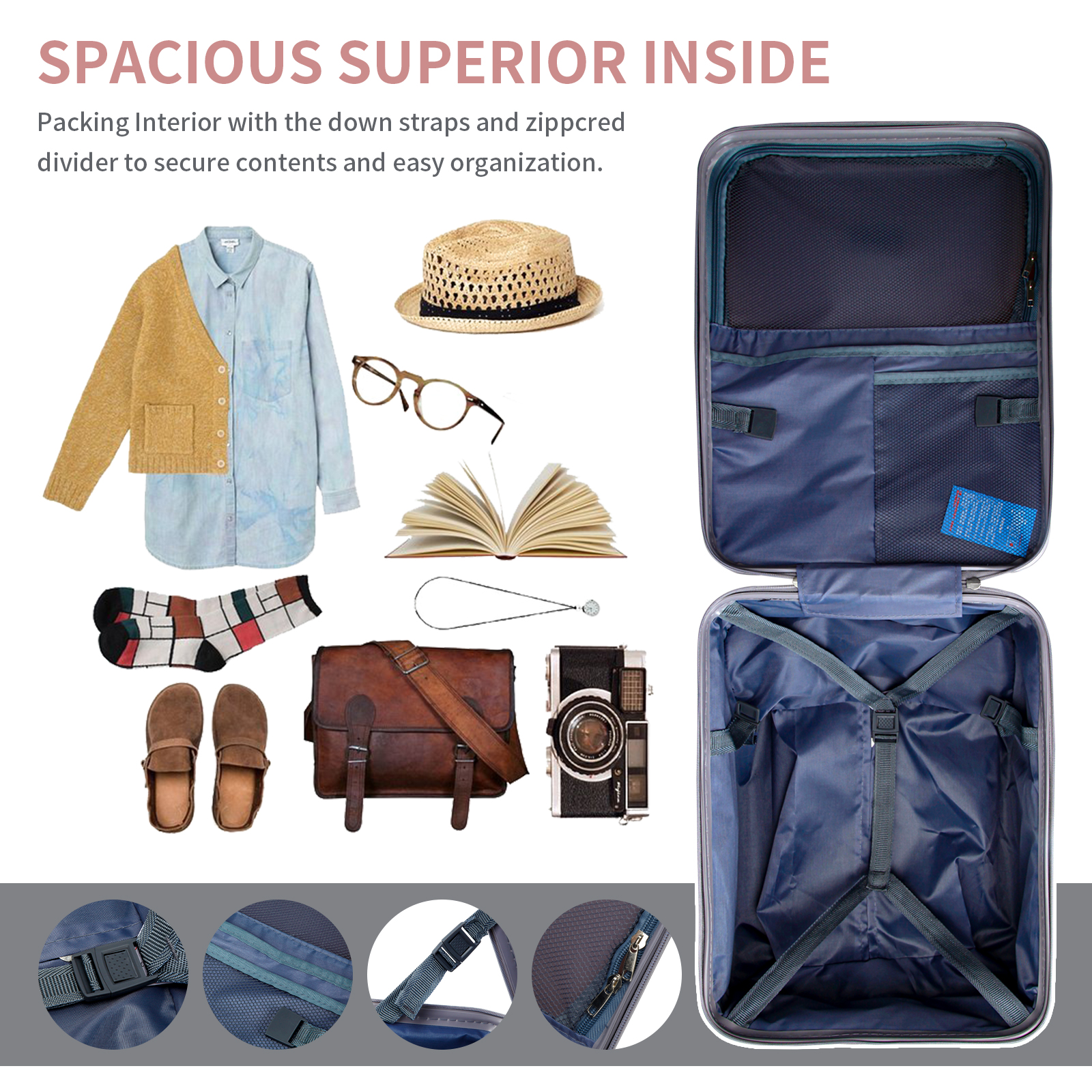 LemoHome Expandable Luggage with Spinner Wheels,Large Suitcases with Child Seat Design,Hard Luggage for Women and Men,20 inch Hardside Carry on Luggage for Travel - Image 3