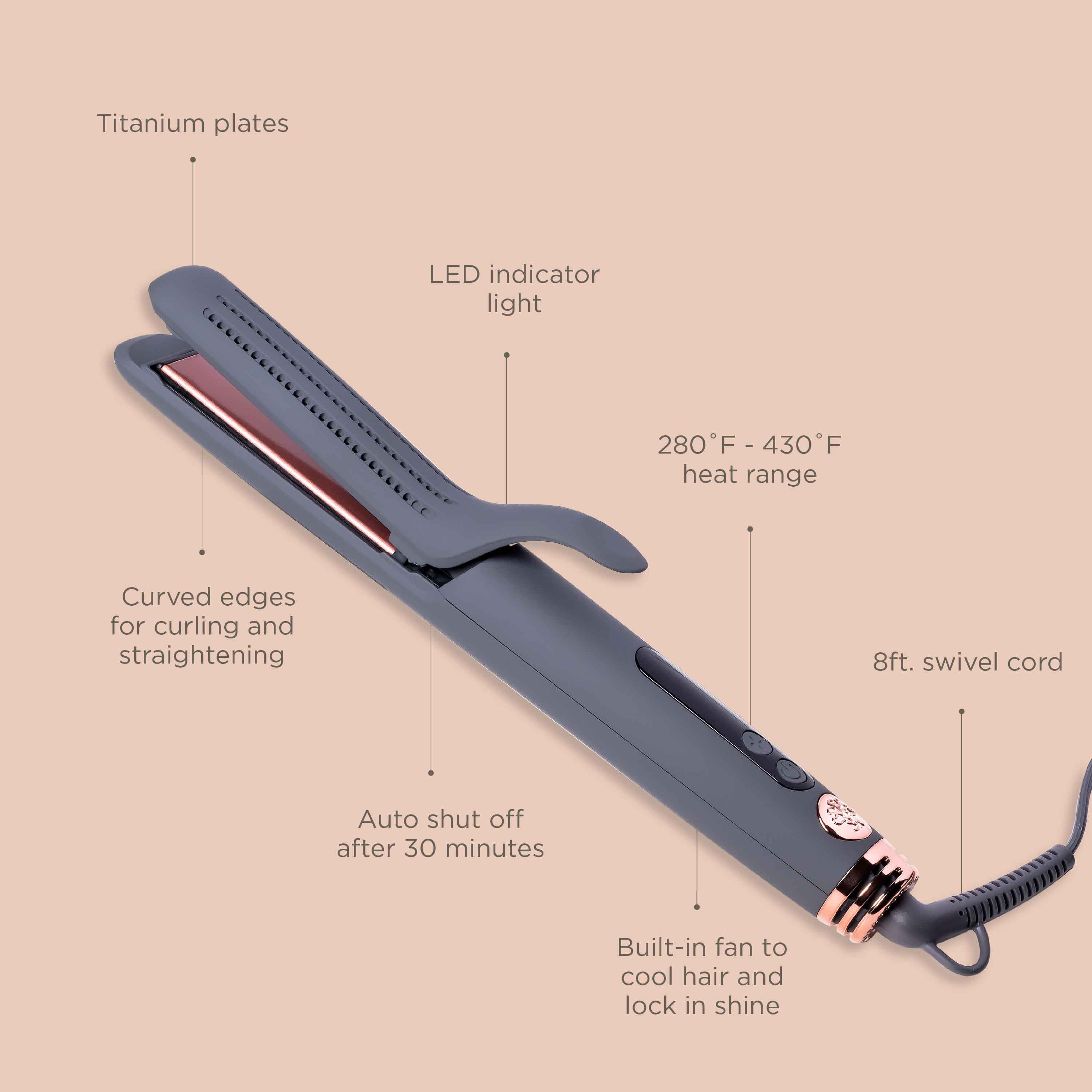 Hairitage Hair Tools Set: 1" Ceramic Tourmaline Flat Iron / Straightener and Curling Iron with Play Cool Argan Oil Heat Protectant Spray - Image 7