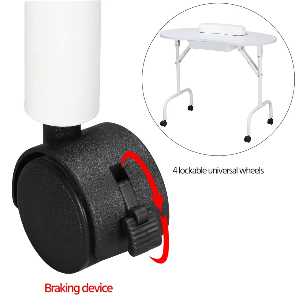 Alden Design Portable Foldable Manicure Table Nail Beautician Desk White - Image 7