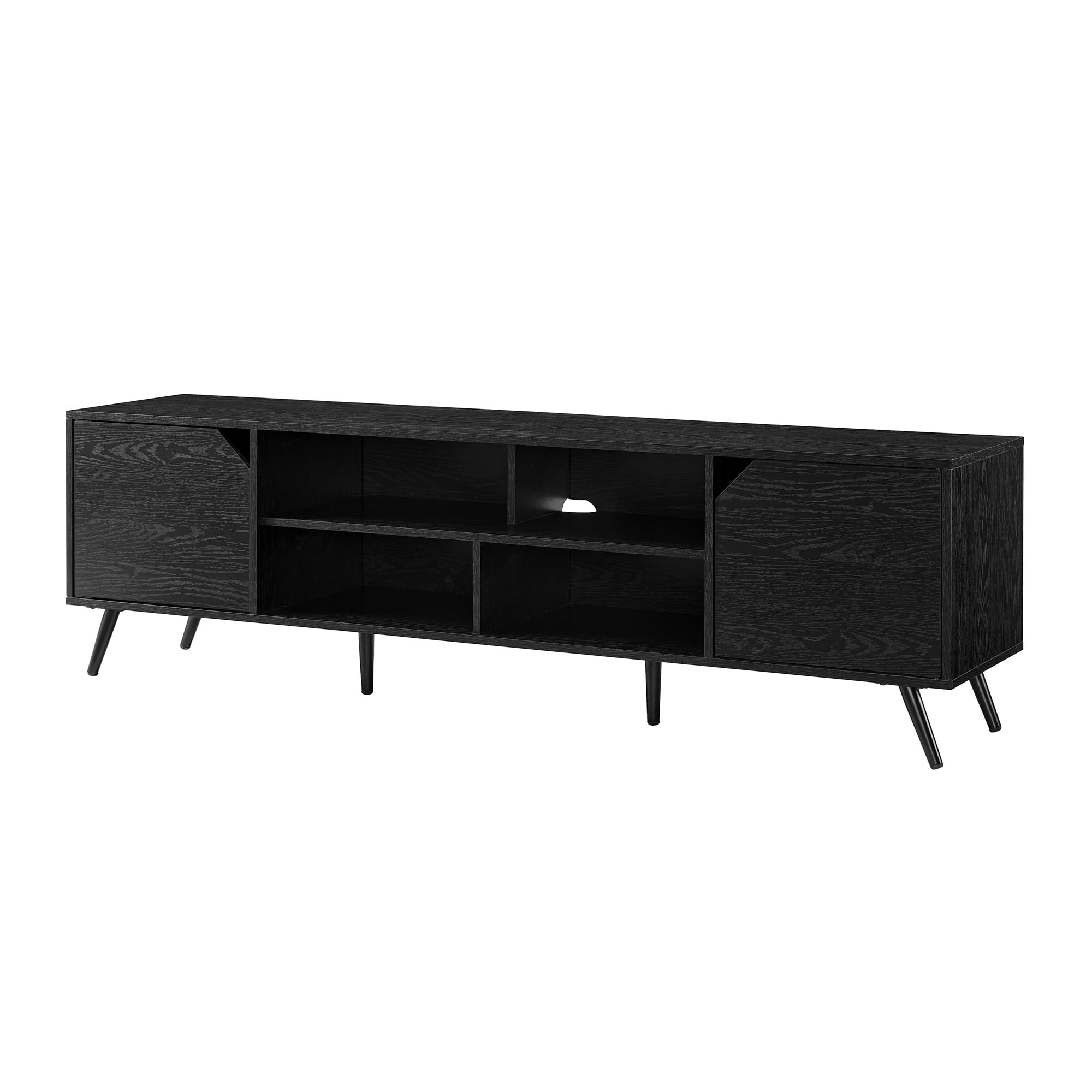 Walker Edison Mid-Century Modern Angle-Door TV Stand for TVs up to 80", Black - Image 3