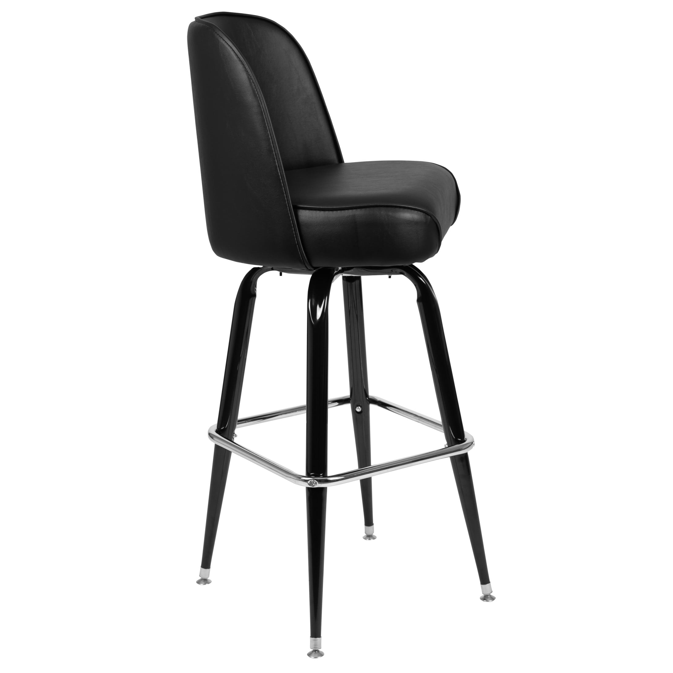 Flash Furniture James Vinyl Upholstered Modern Metal Swivel Barstool, Black - Image 7