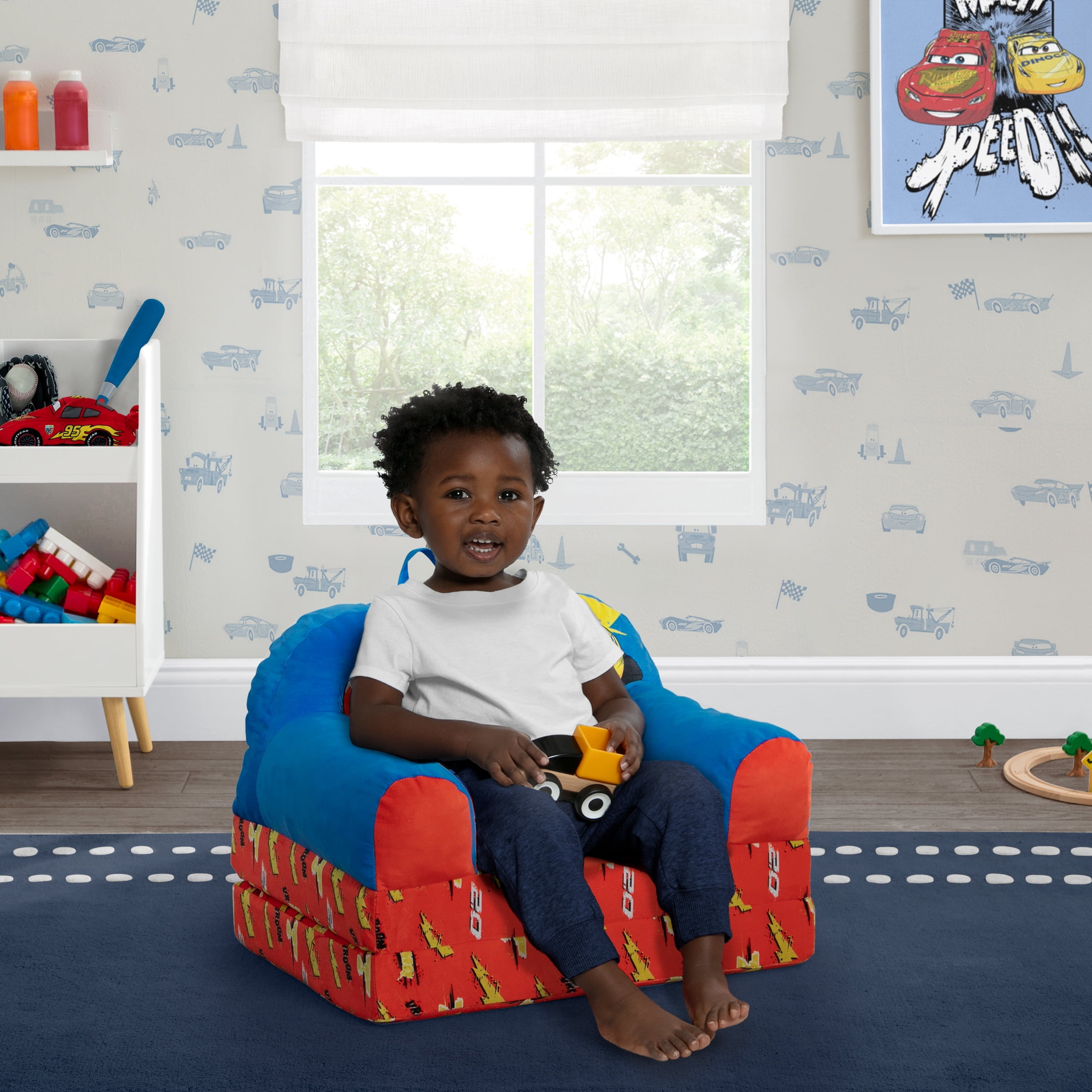 Cars Cozee Buddy Flip-Out Chair by Delta Children, Blue - Image 3