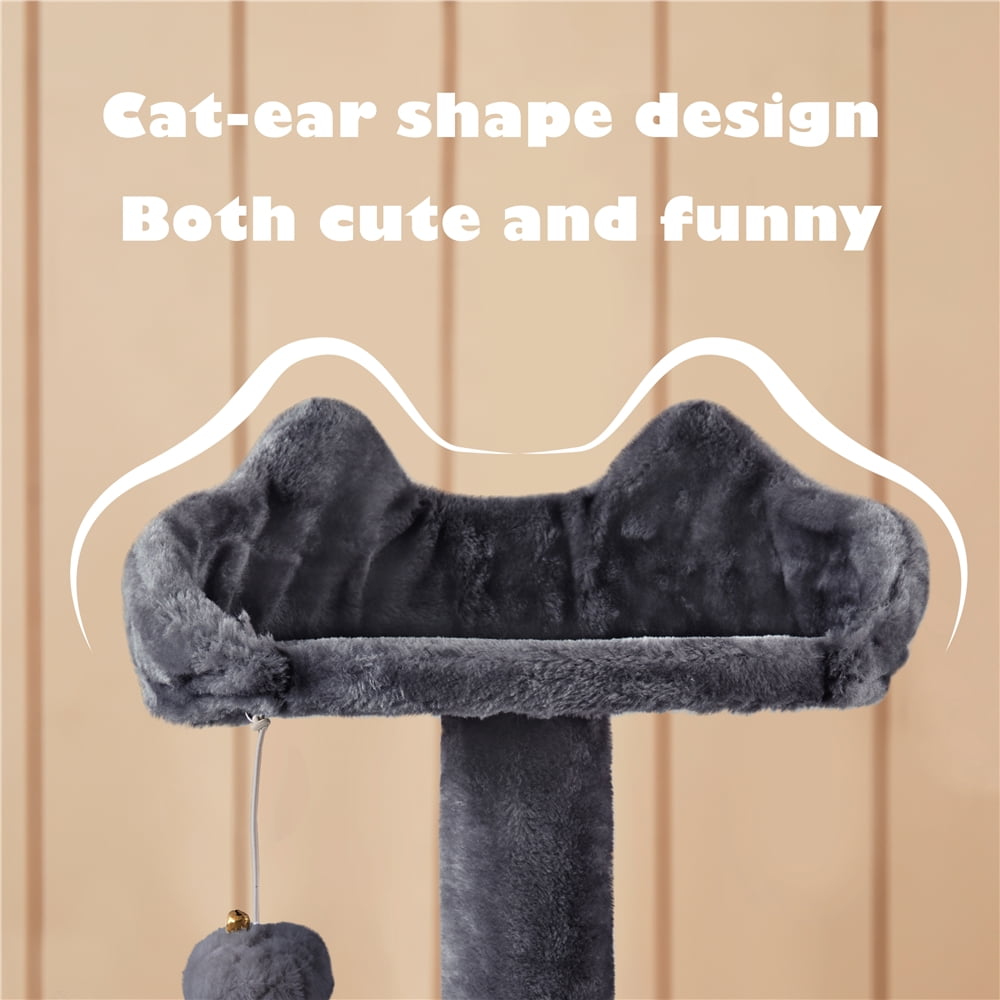 Alden Design 54.5" H Double Condo Cat Tree with Scratching Post Tower, Dark Gray - Image 11