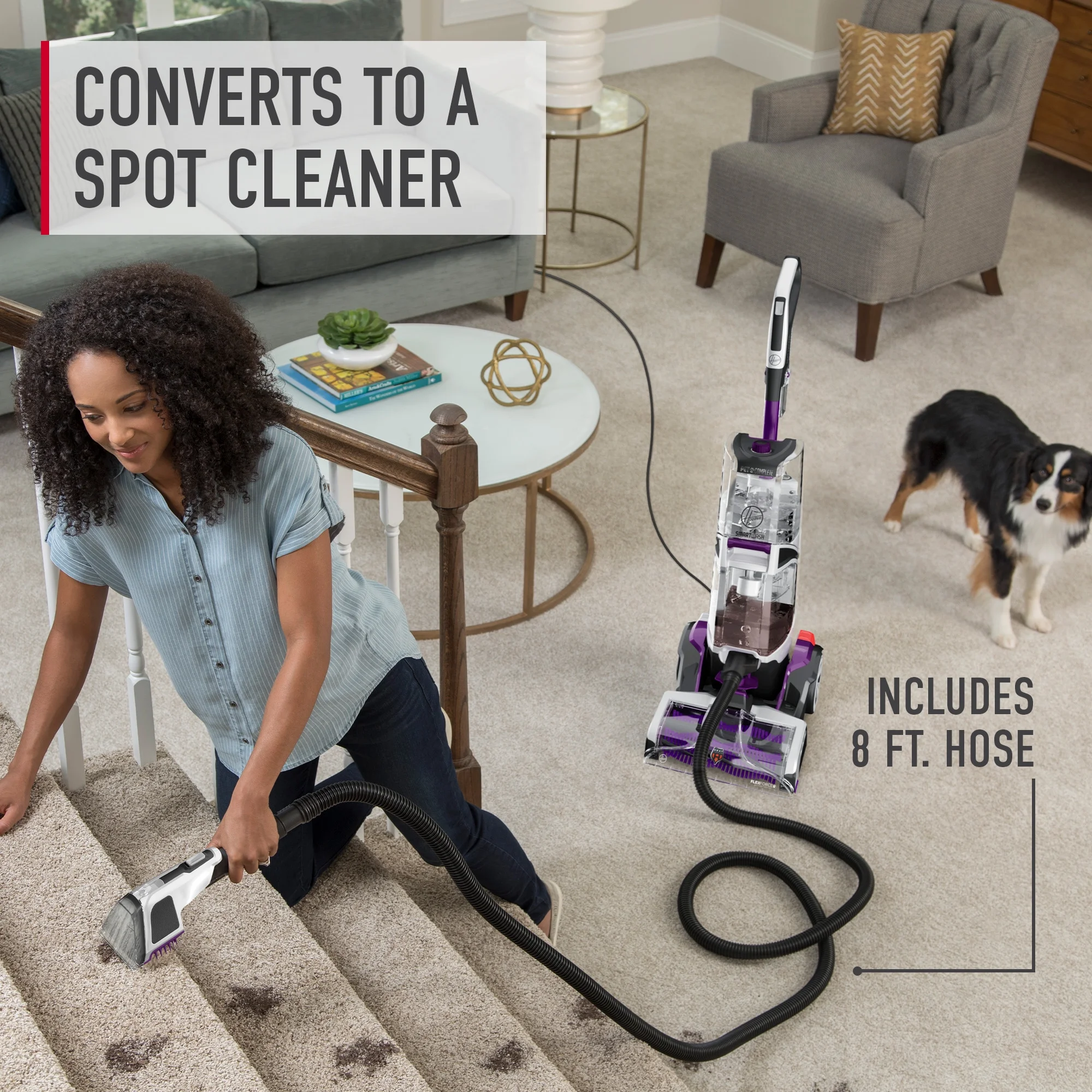 Hoover SmartWash Pet, Complete Automatic Upright Carpet Washer, for Carpet and Upholstery, Eliminates Pet Stains and Odors, Pretreat Wand, FH53010 - Image 2