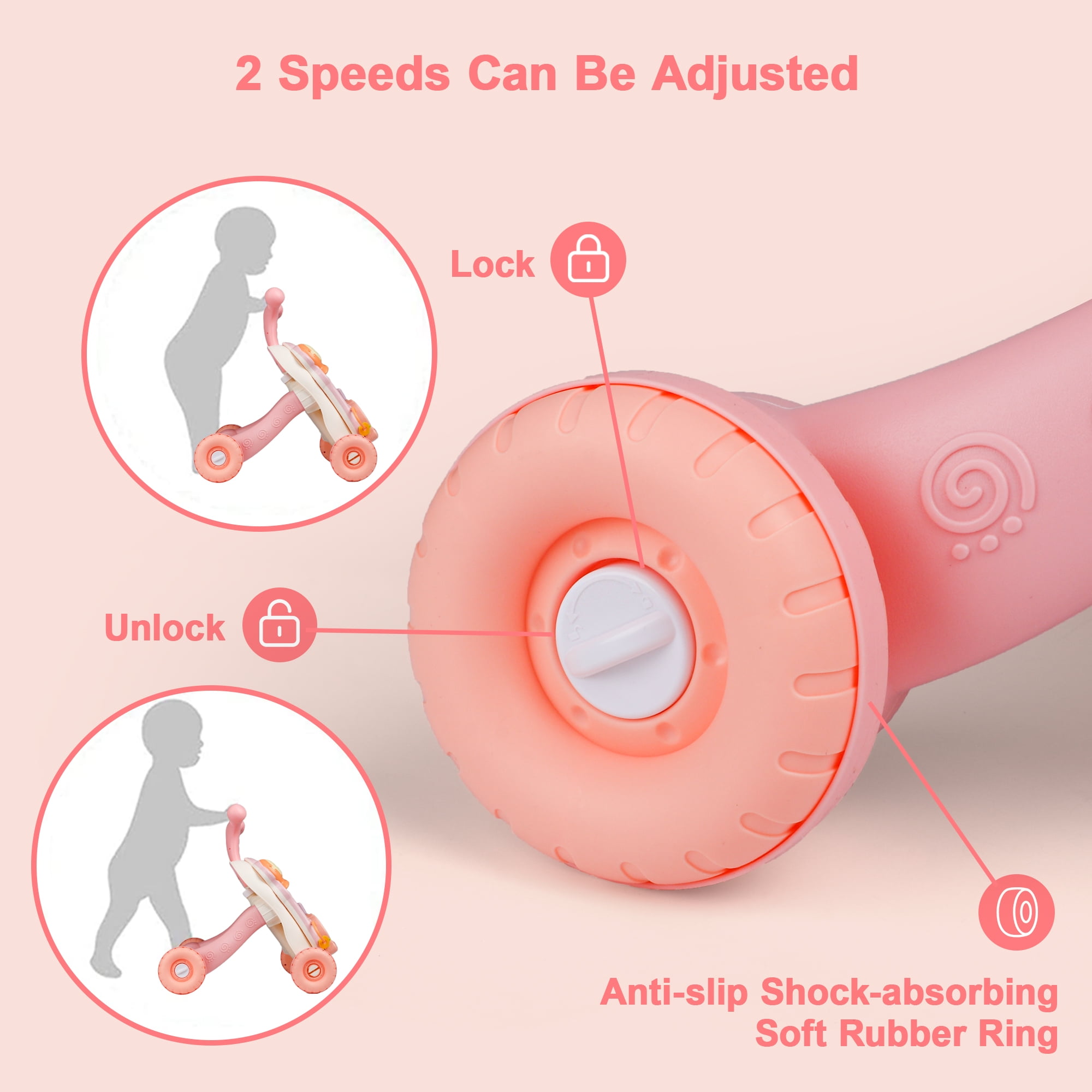 Hot Bee 3-in-1 Baby Walker and Learning Table Center, Perfect Learning Toys Christmas Baby Toy Gift for Infants 6-12 Months, 17.3 Inch Perfect for Early Development & Playtime for Girls Boys-Pink - Image 6