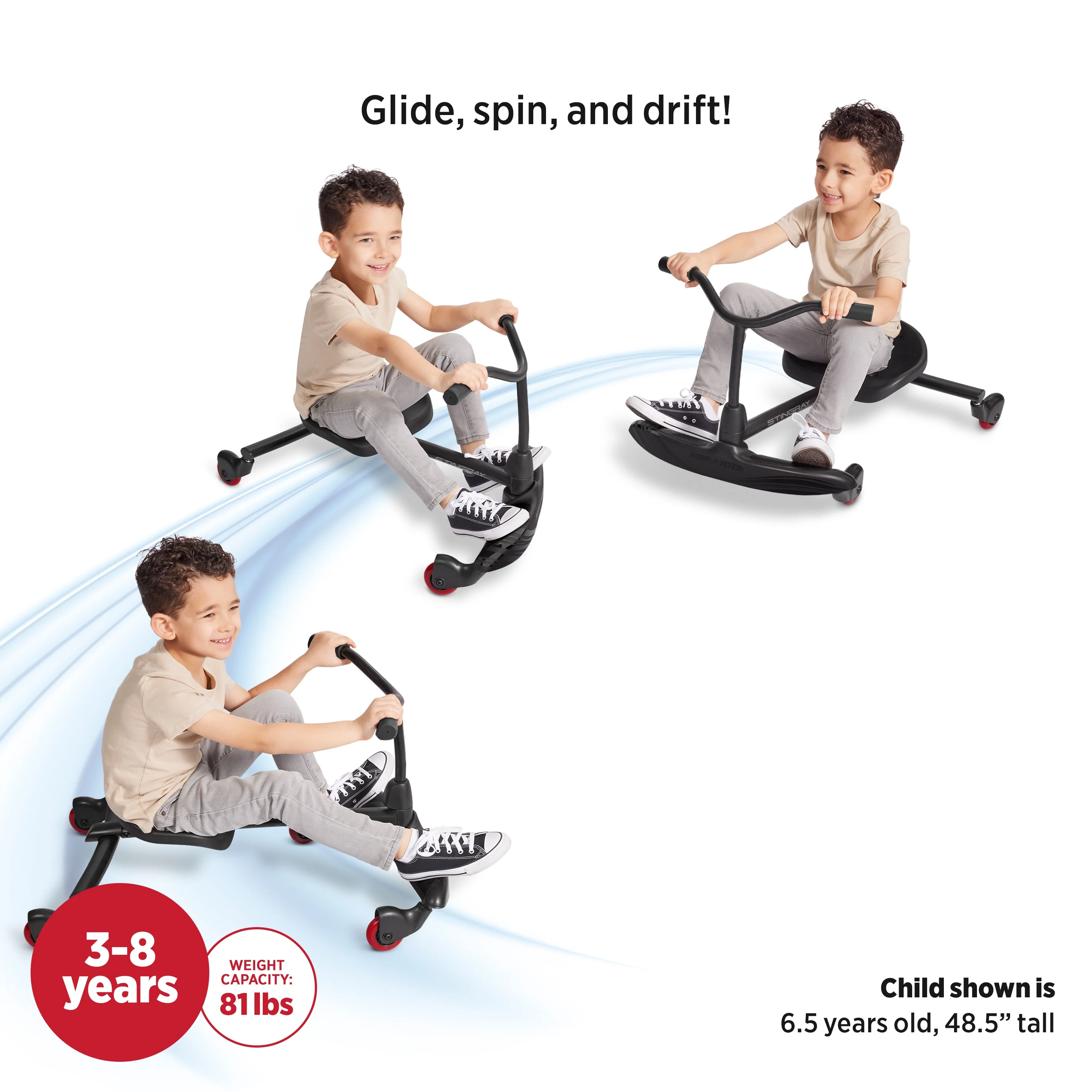 Radio Flyer Stingray, Caster Scooter Ride-On for Kids with Handles, 360 Spins - Image 5