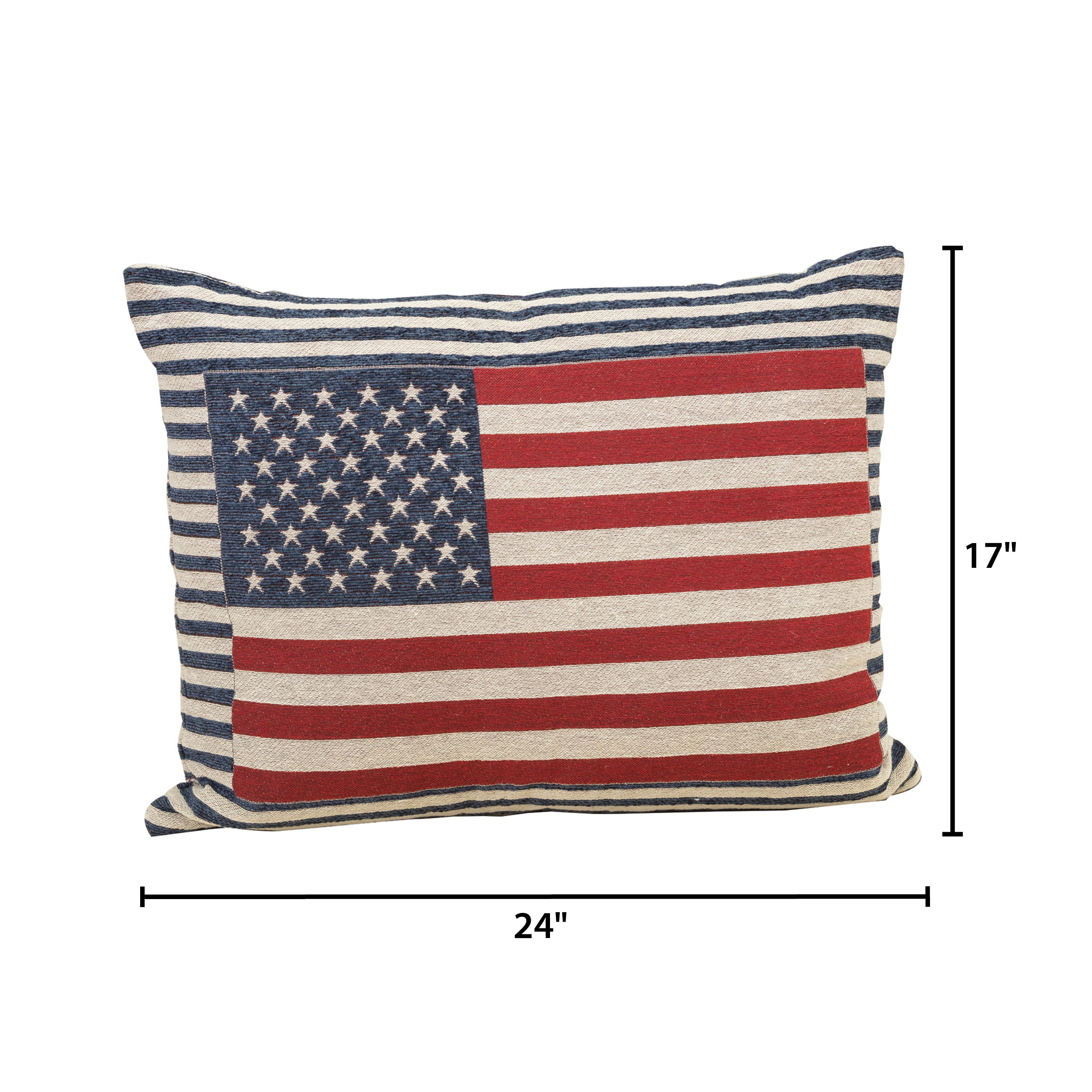 23.6 in Jacquard Patriotic Flag Throw Pillow - Image 2